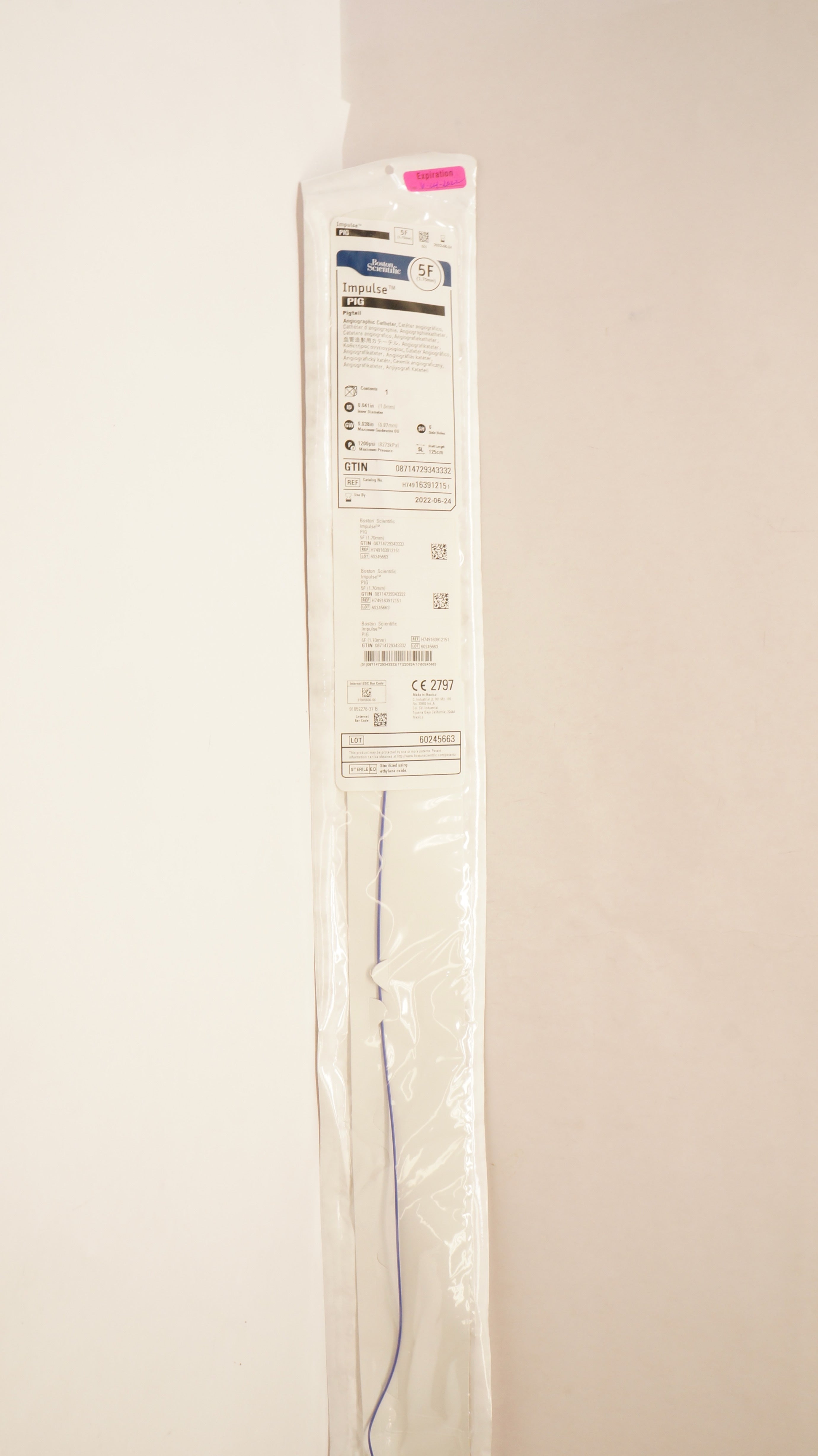 Boston Scientific H749163912151 Impulse Angiographic Pig Tail Cath. 5F (x)
