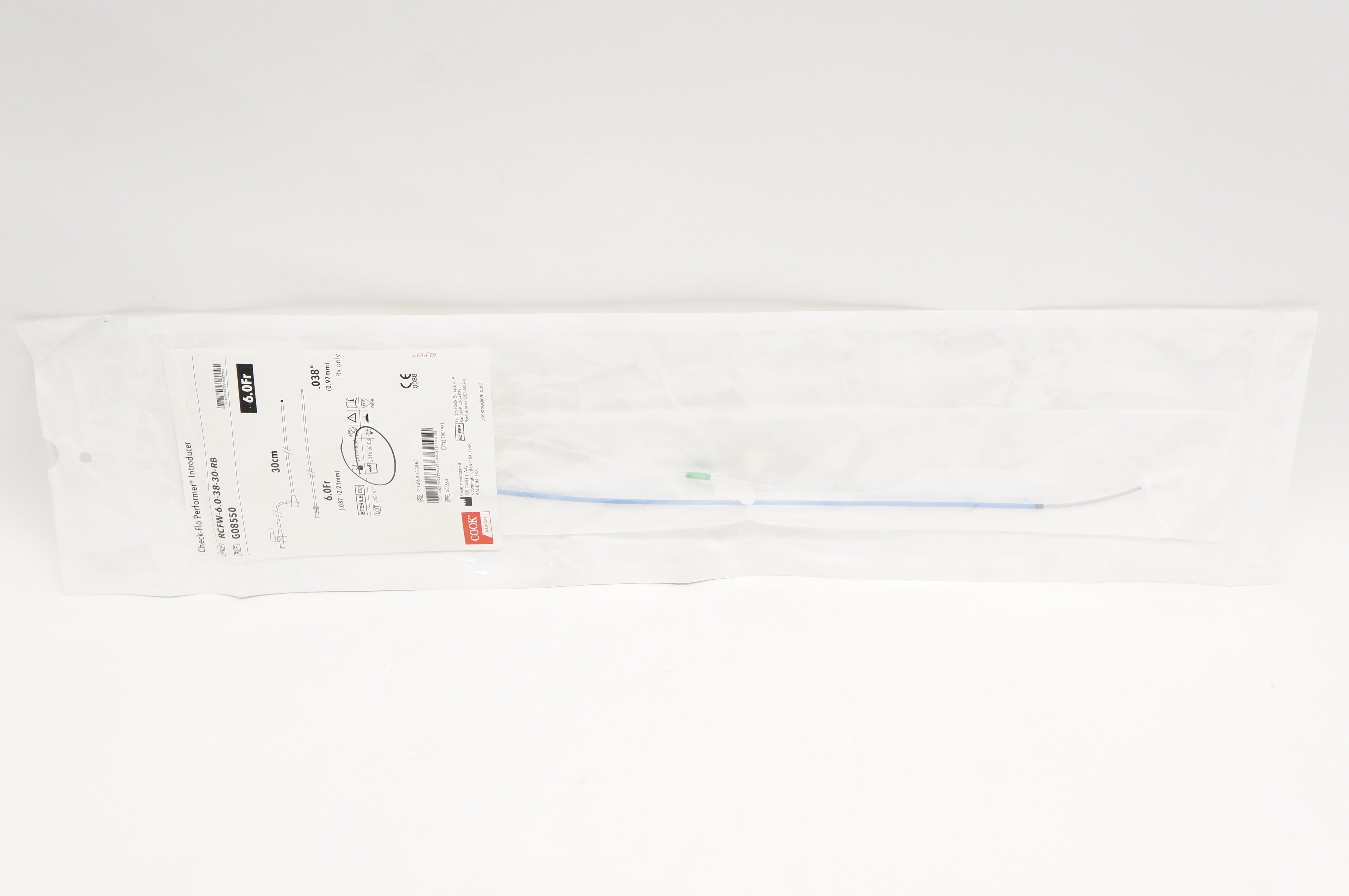 Cook Medical G08550 Check-Flo Performer Introducer Set 6Fr x 30cm x .038inch(x)