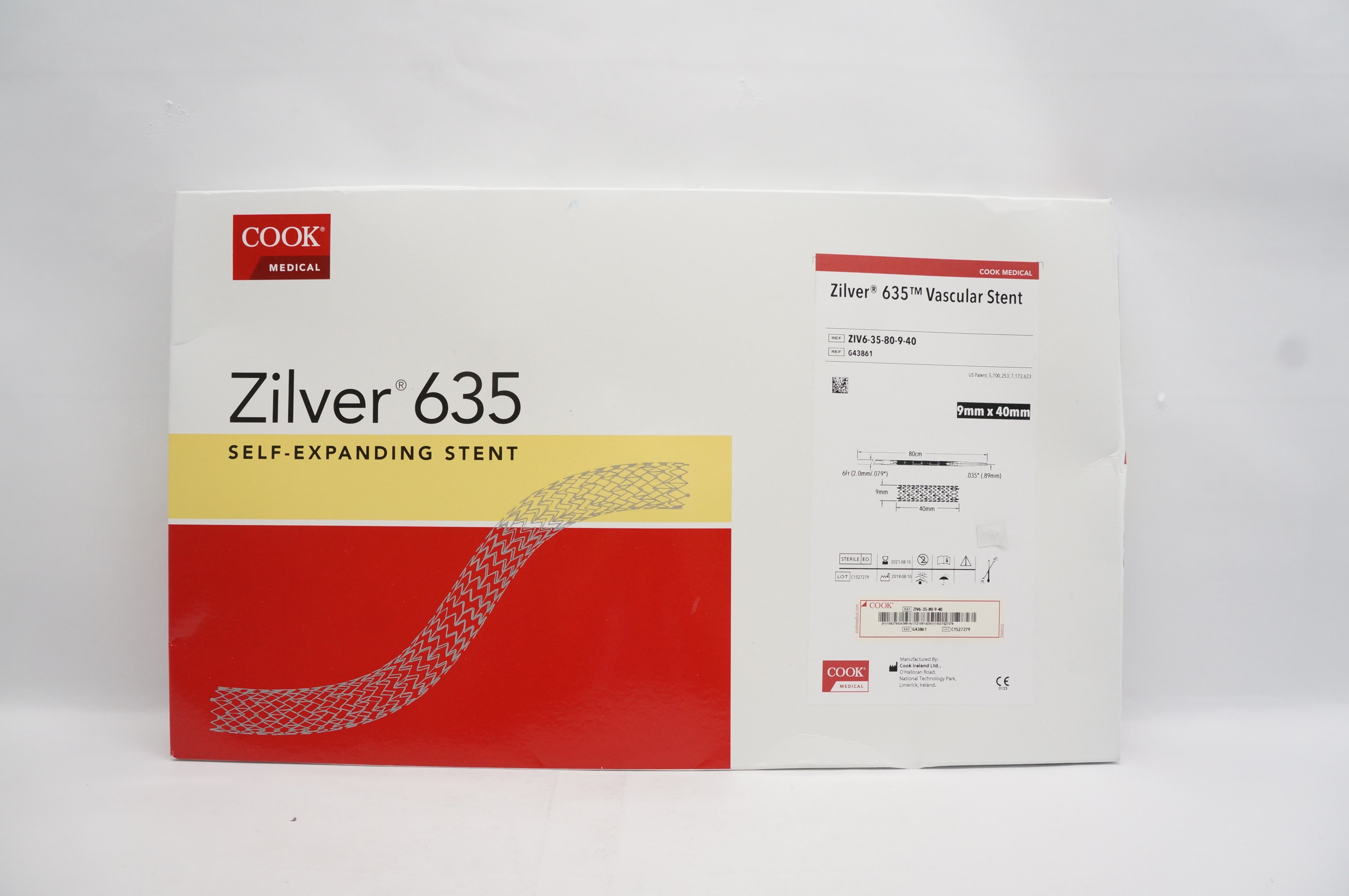 Cook Medical G43861 Zilver 635 Vascular Stent 9mm x 40 mm  x 80cm (x)