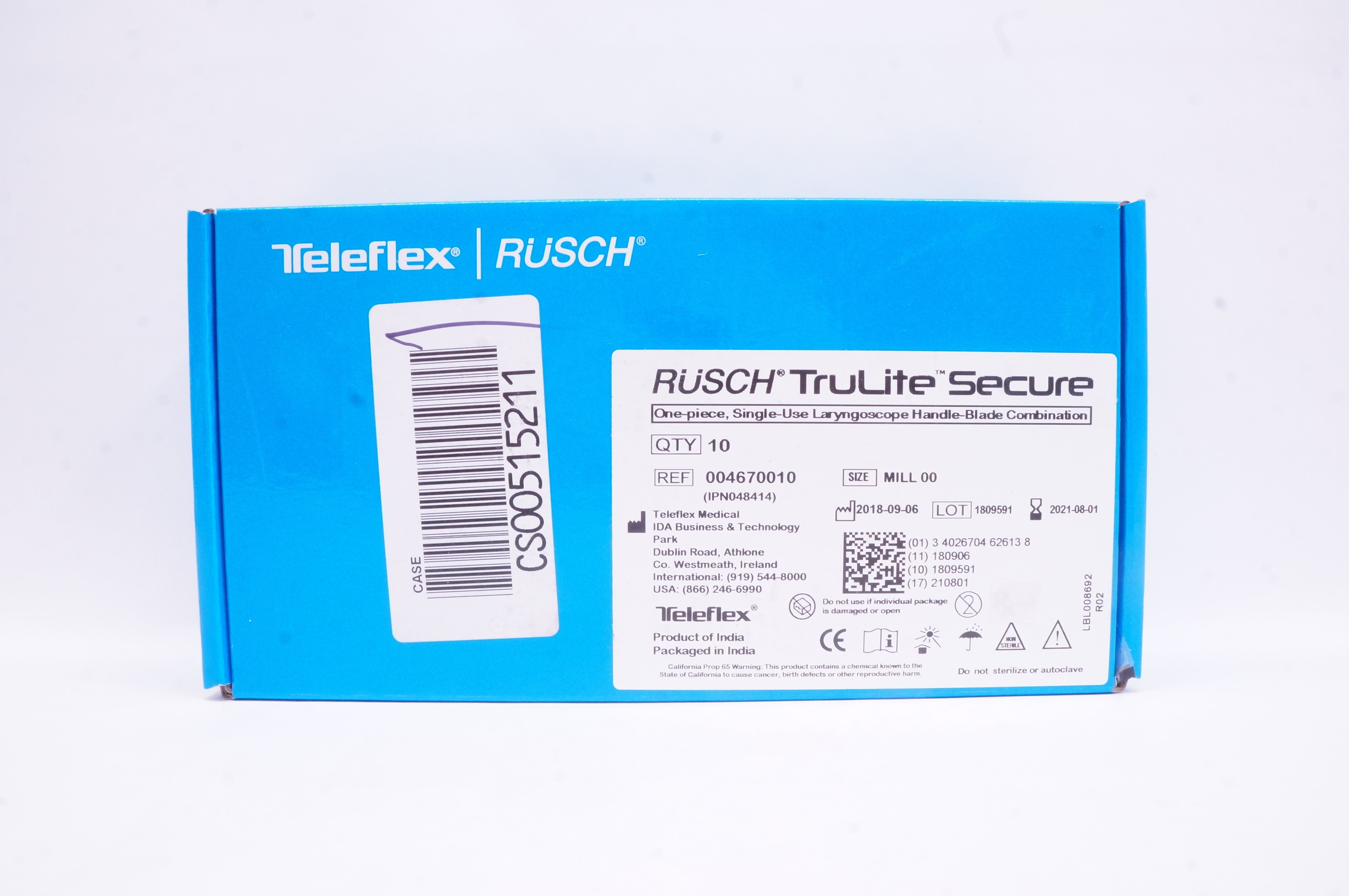 Teleflex 004670010 Rusch TruLite Secure Laryngoscope Handle-Blade - Box of 10