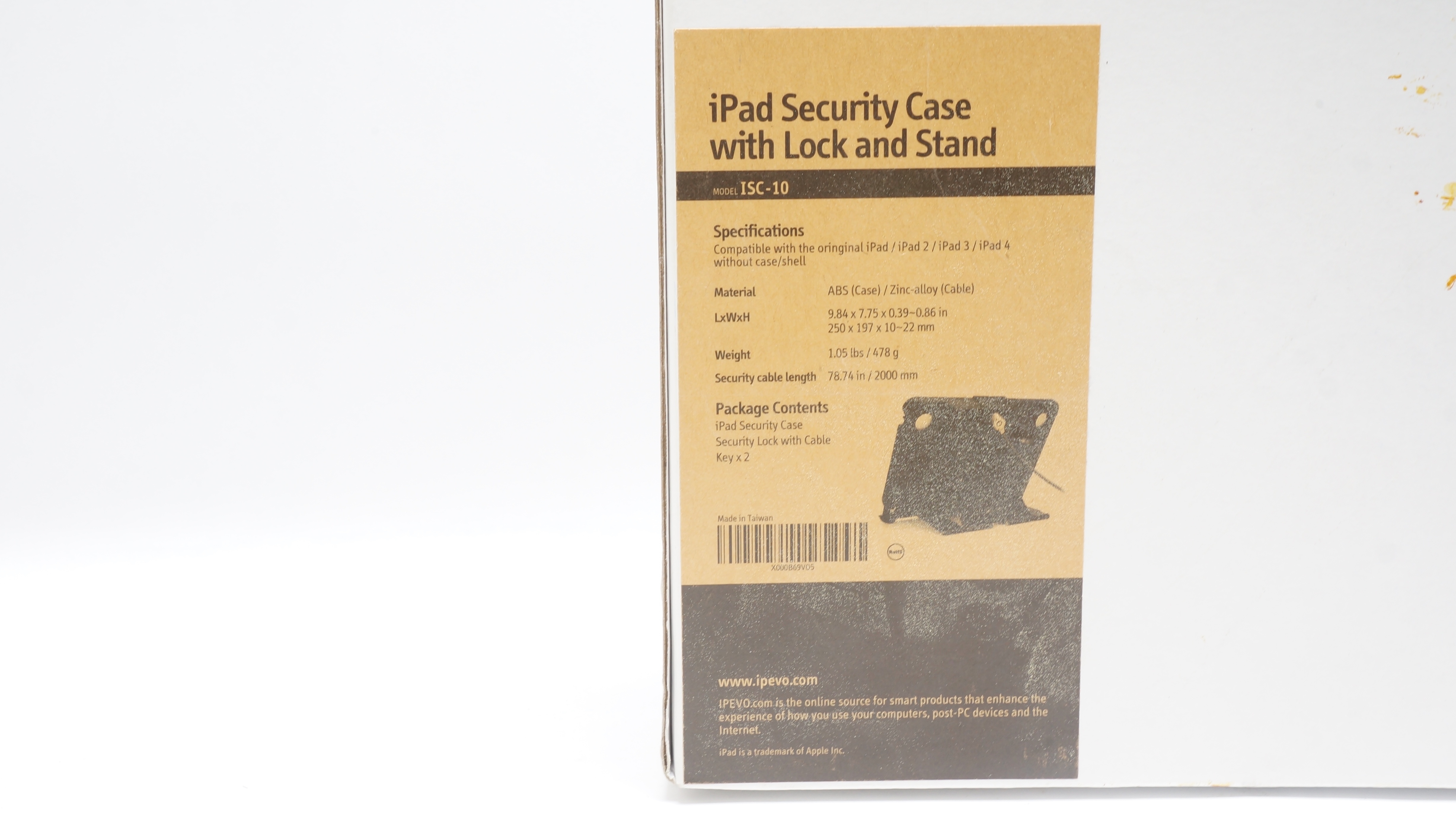 IPEVO ISC-10 ipad Security Case with Lock and Stand 9.84 x 7.75 x 0.39-086inch
