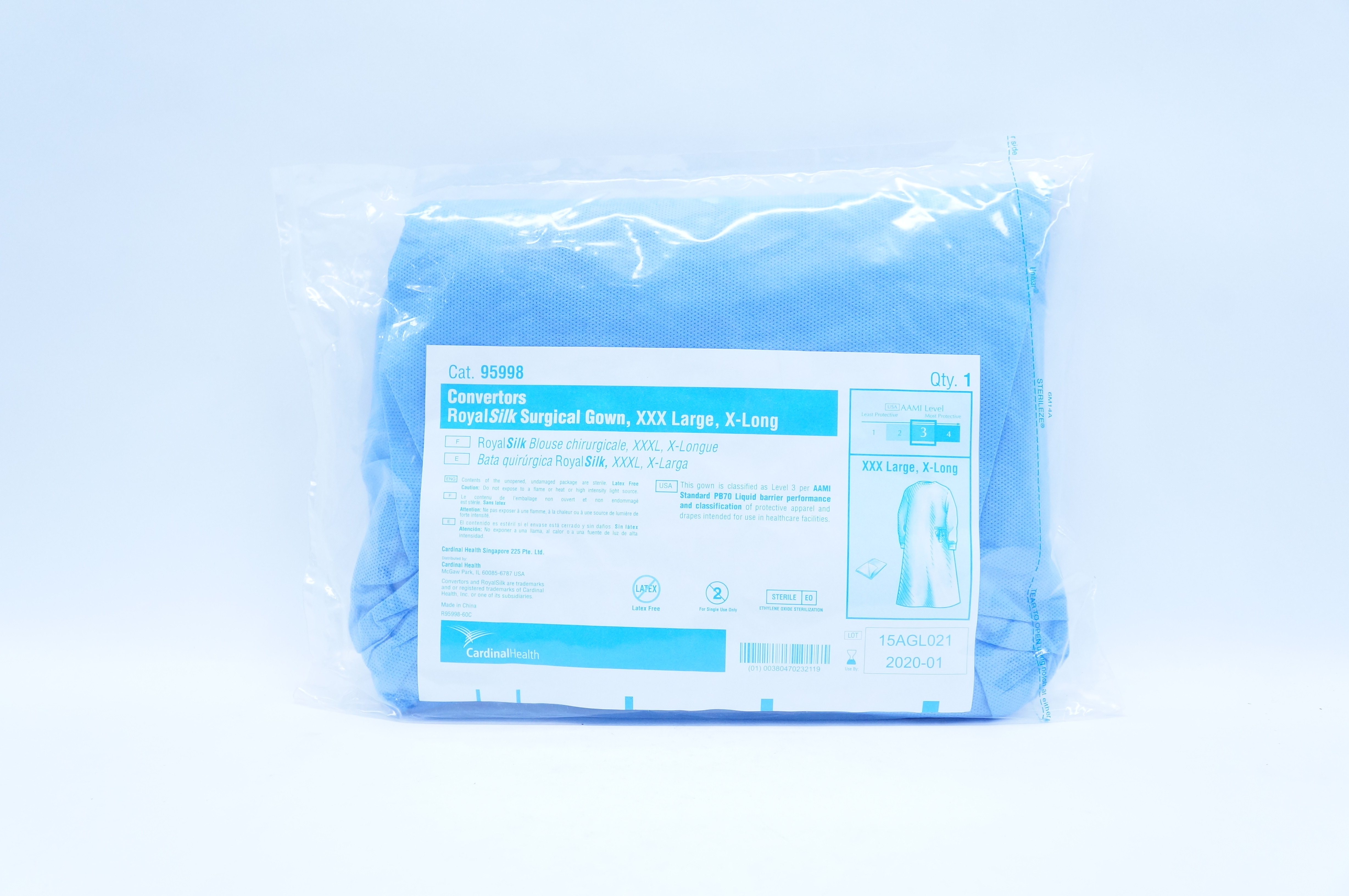 Cardinal Health 95998 Convertors RoyalSilk Surgical Gown, XXX Large, X-Long (x)