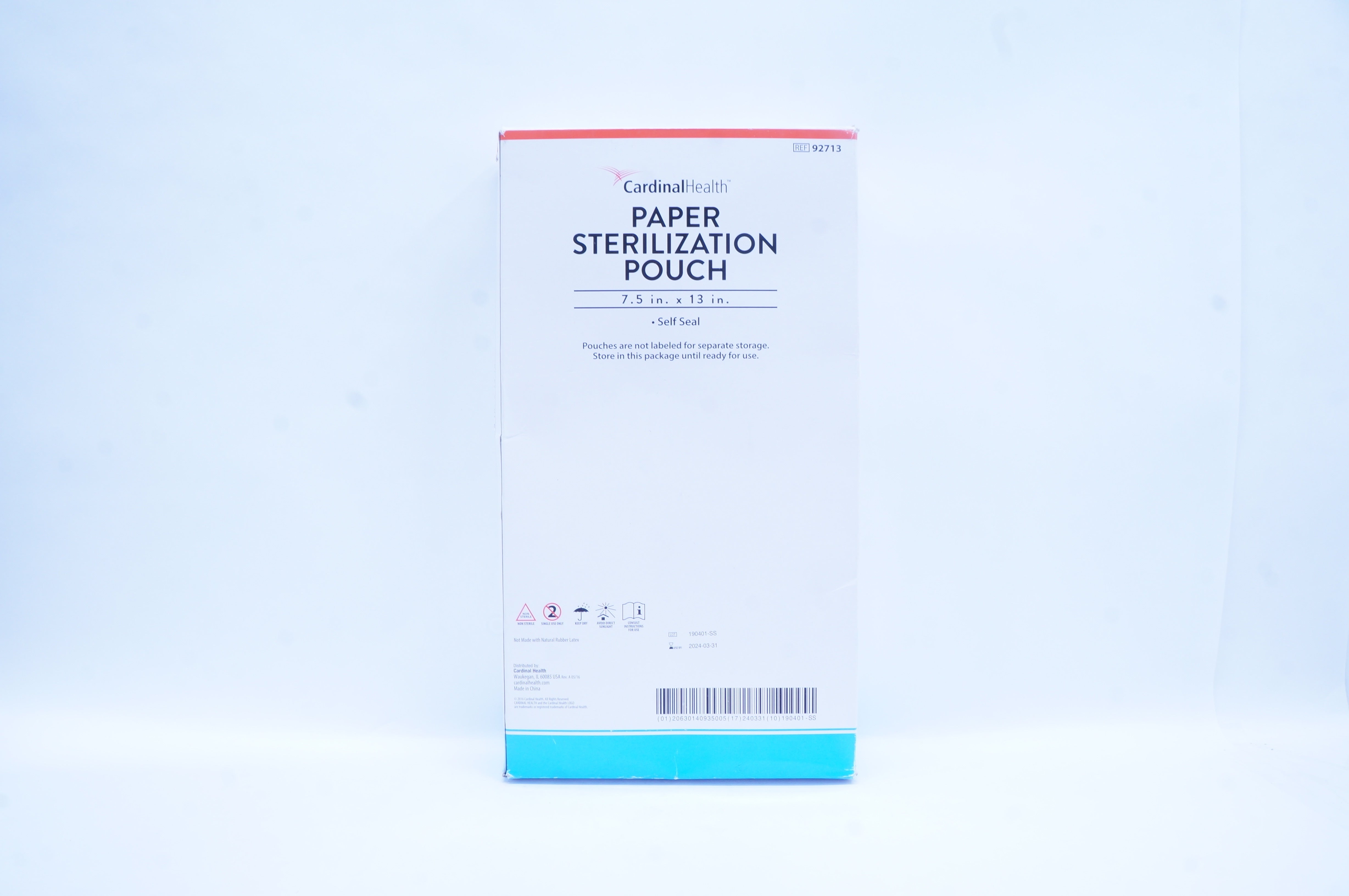 Cardinal Health 92713 Paper Sterilization Pouch 7.5inch x 13inch -  Box of 200