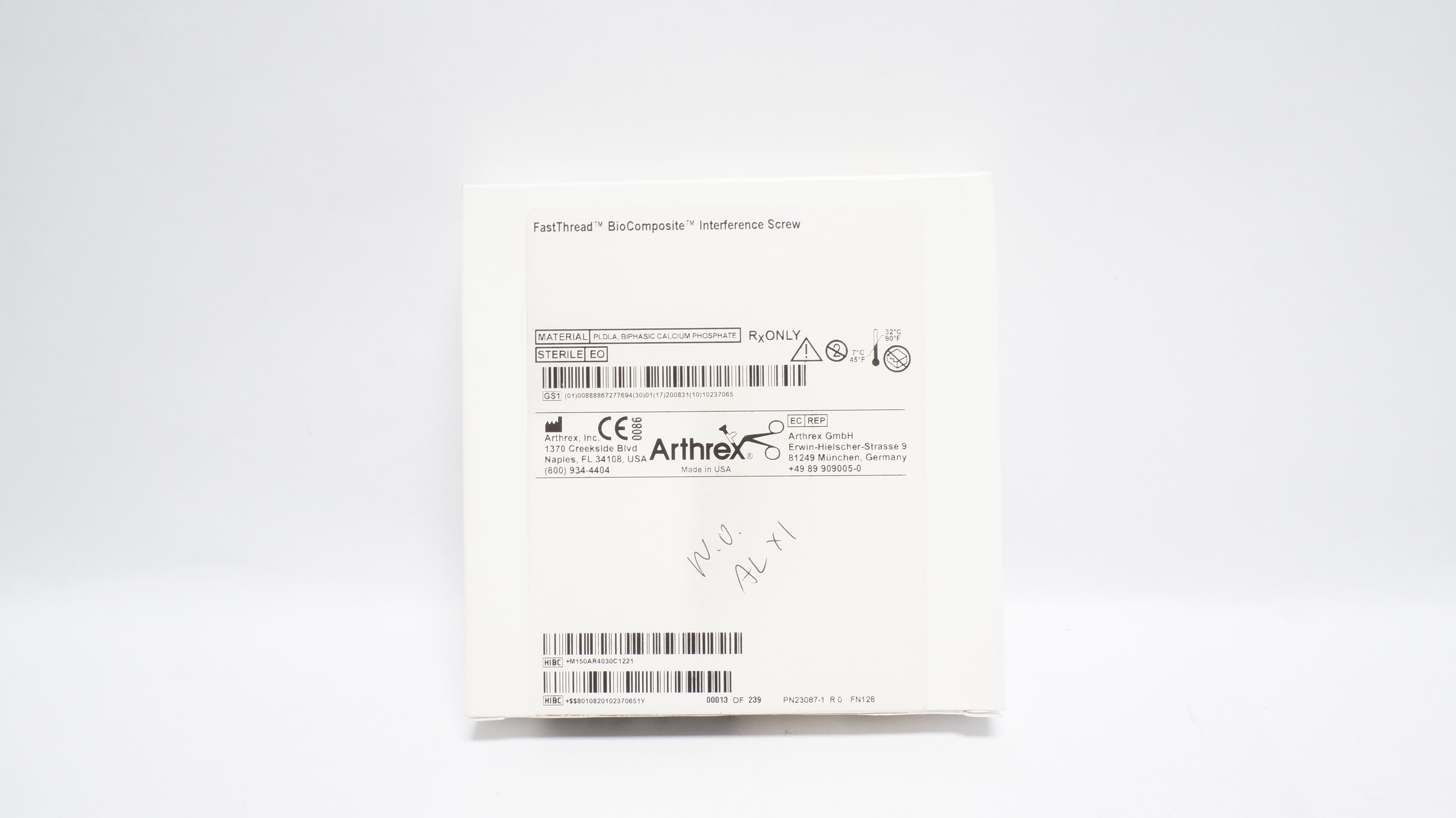 Arthrex AR-4030C-12 FastThread BioComposite Interference Screw, 12 x 30mm (x)
