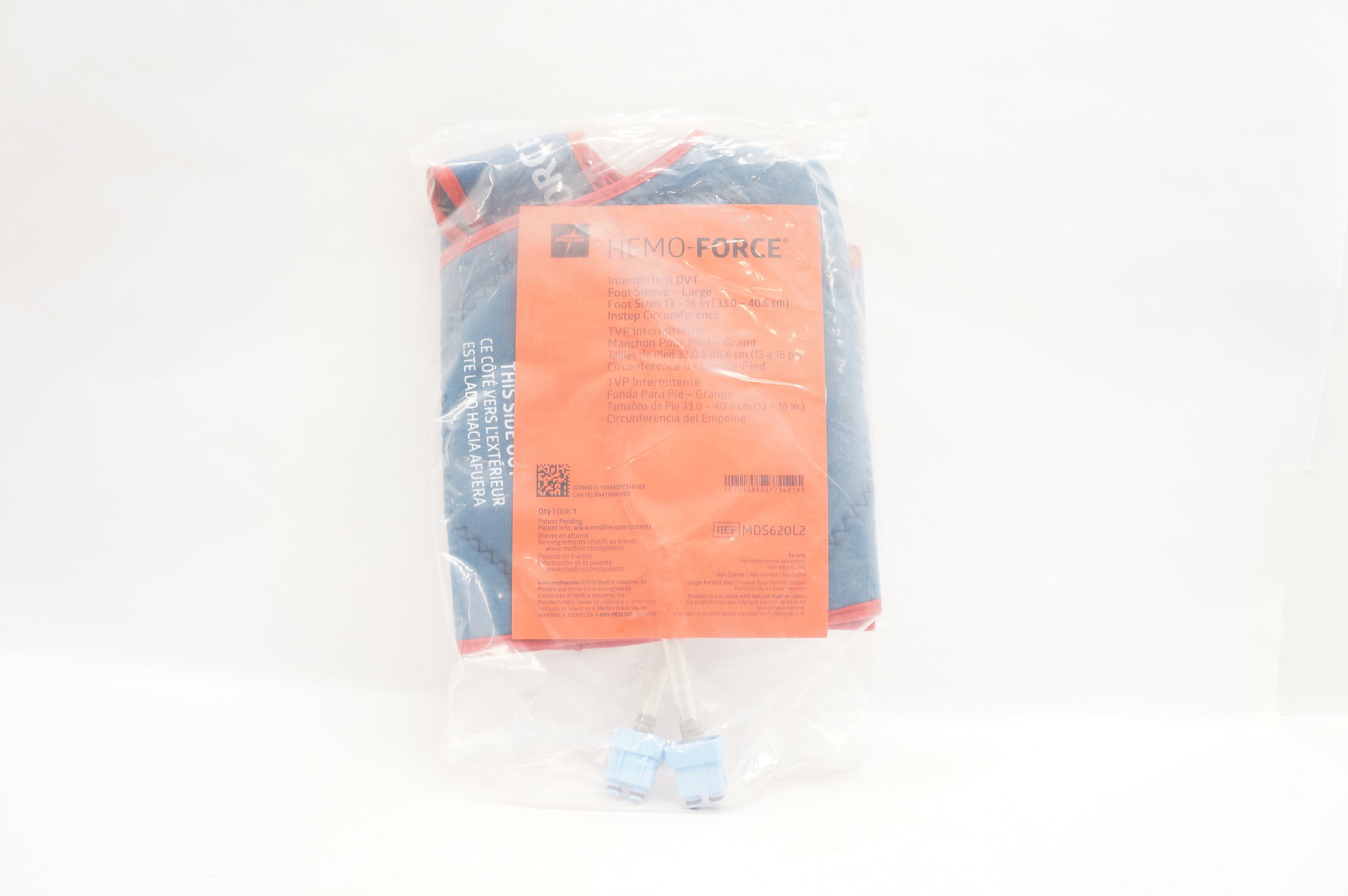Medline MDS620L2 Hemo-Force Intermittent DVT Foot Sleeve-Large, 13-16inch