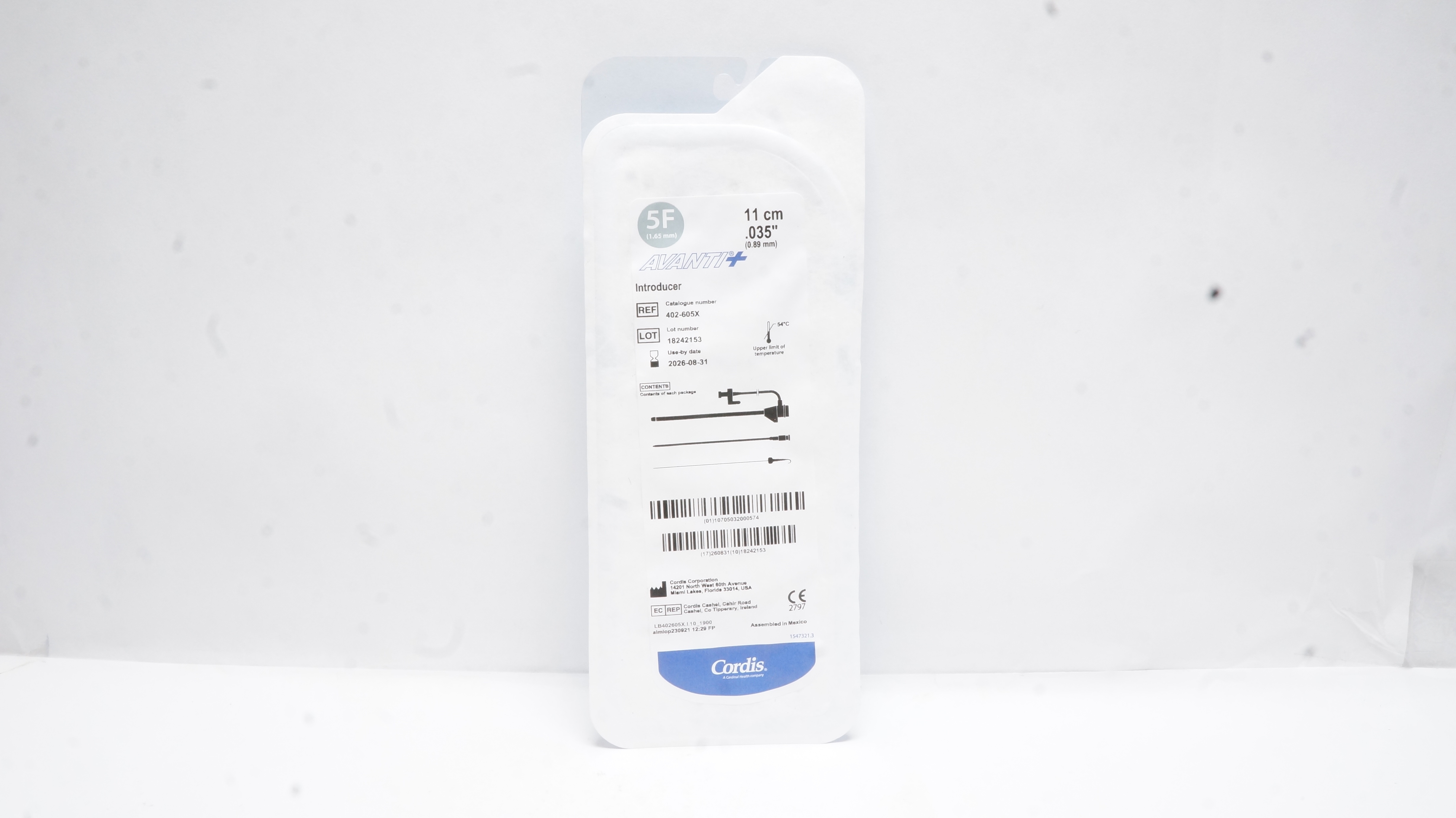 Cordis 402-605X AVANTI+ Introducer 5F x 11cm x .035inch