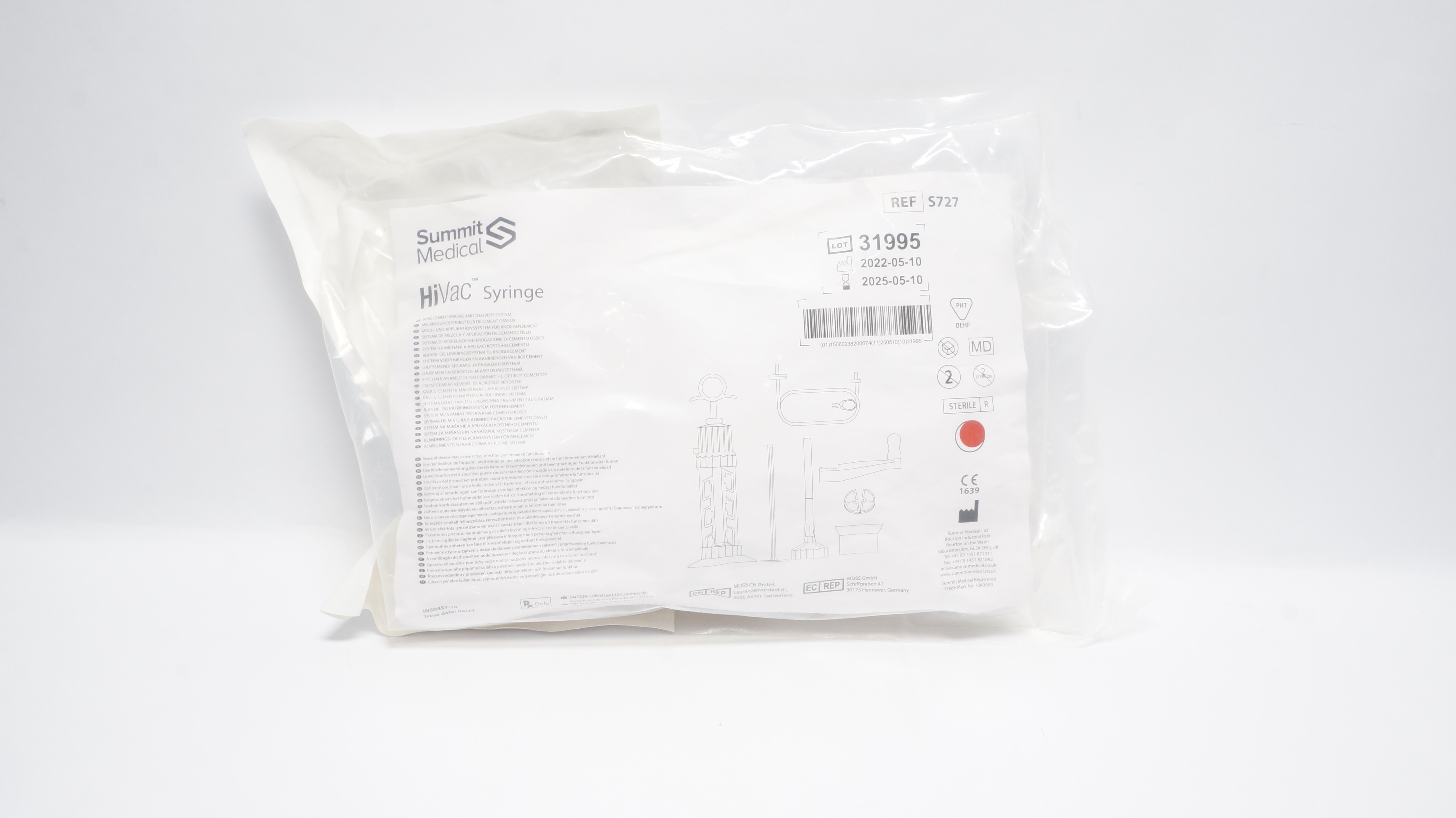 Summit Medical S727 FFVac Syringe Bone Cement Mixing & Delivery System (x)