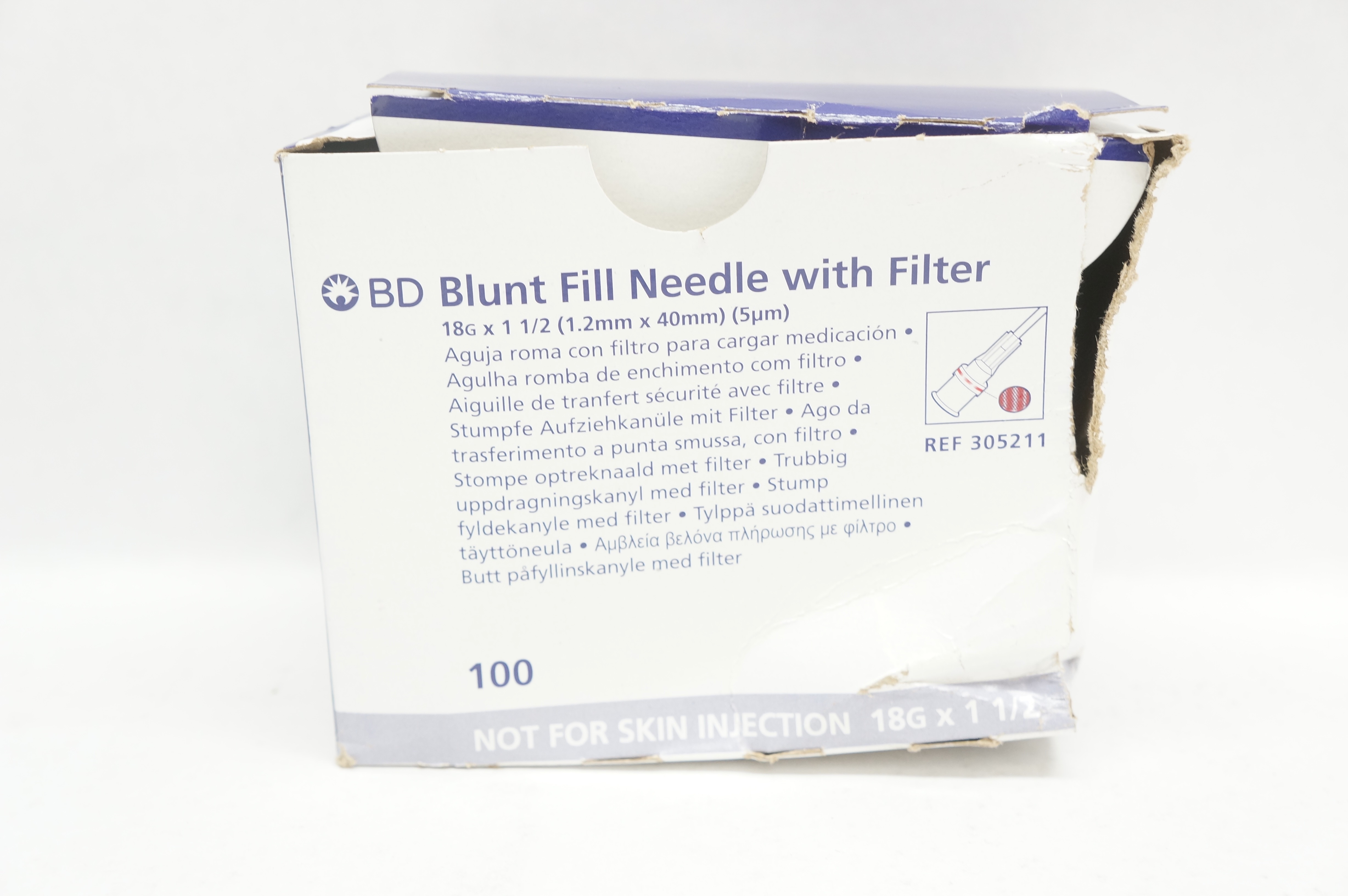 BD 305211 Blunt Fill Ndle. with Filter 18G x 1-1/2inch - Box of 100