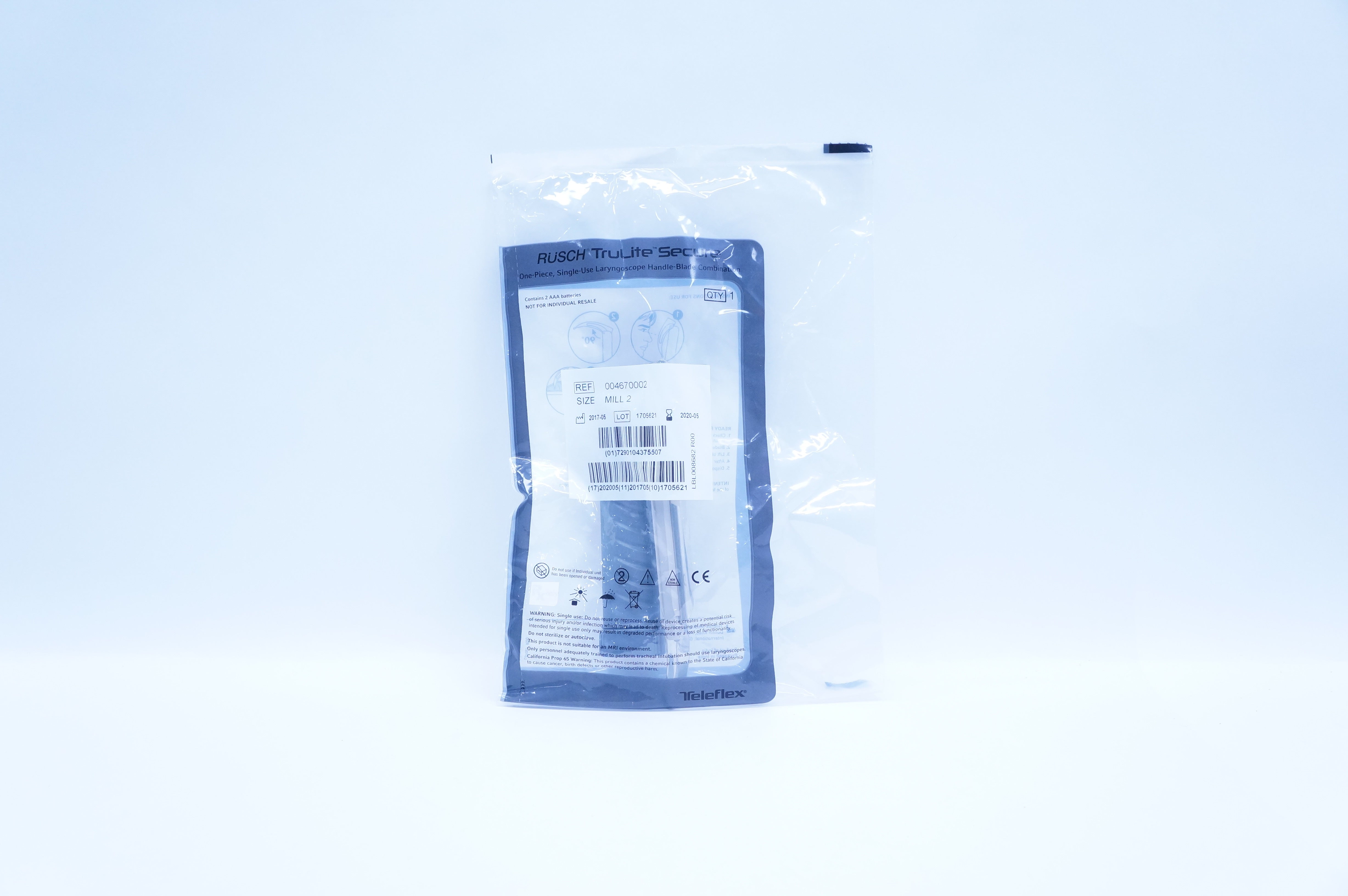 Teleflex 004670002 RUSCH TruLite Secure Laryngoscope Handle-Blade MILL 2 (x)