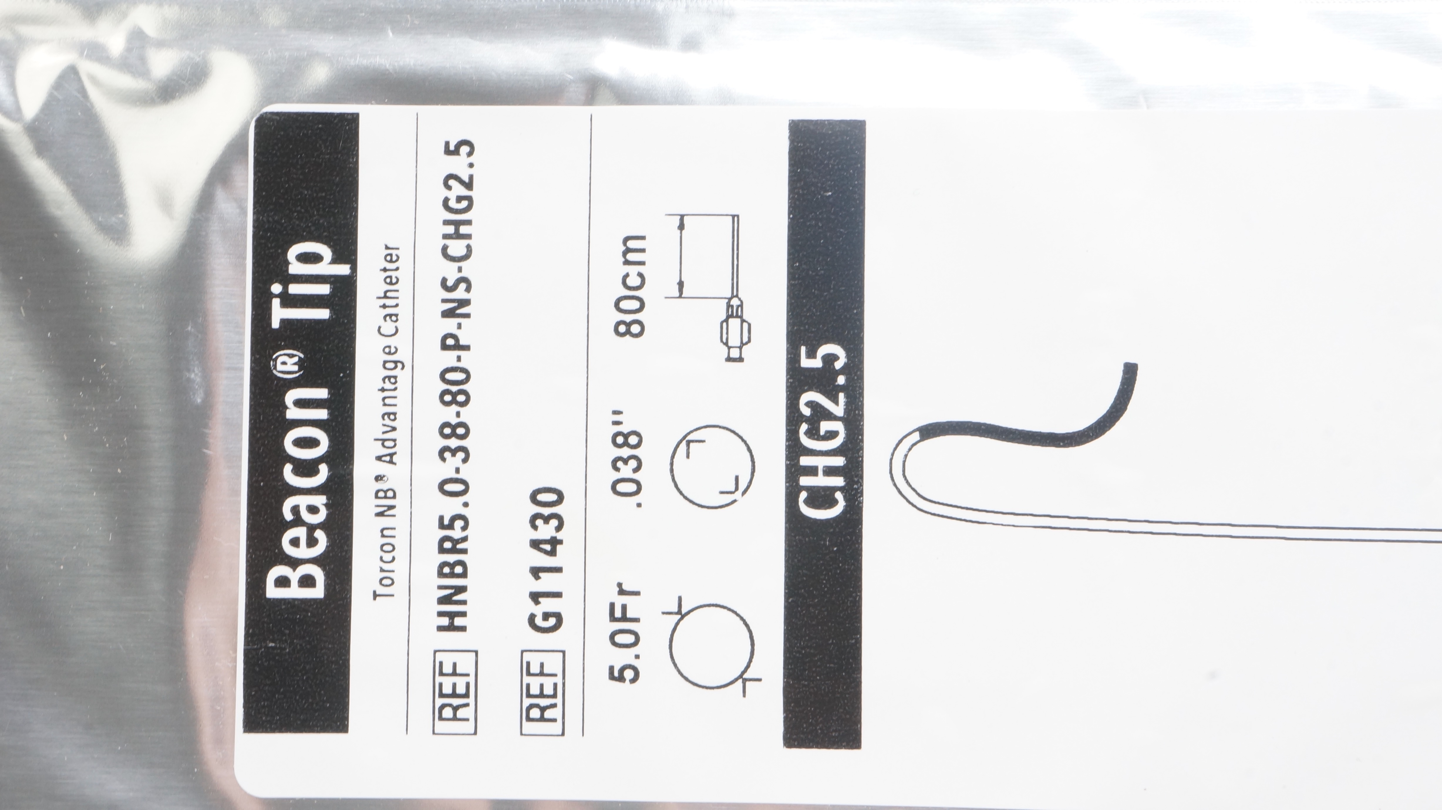 Cook Medical G11430 CHG2.5 Beacon Tip Advantage Cath. 5.0Fr x .038inch x 80cm(x)