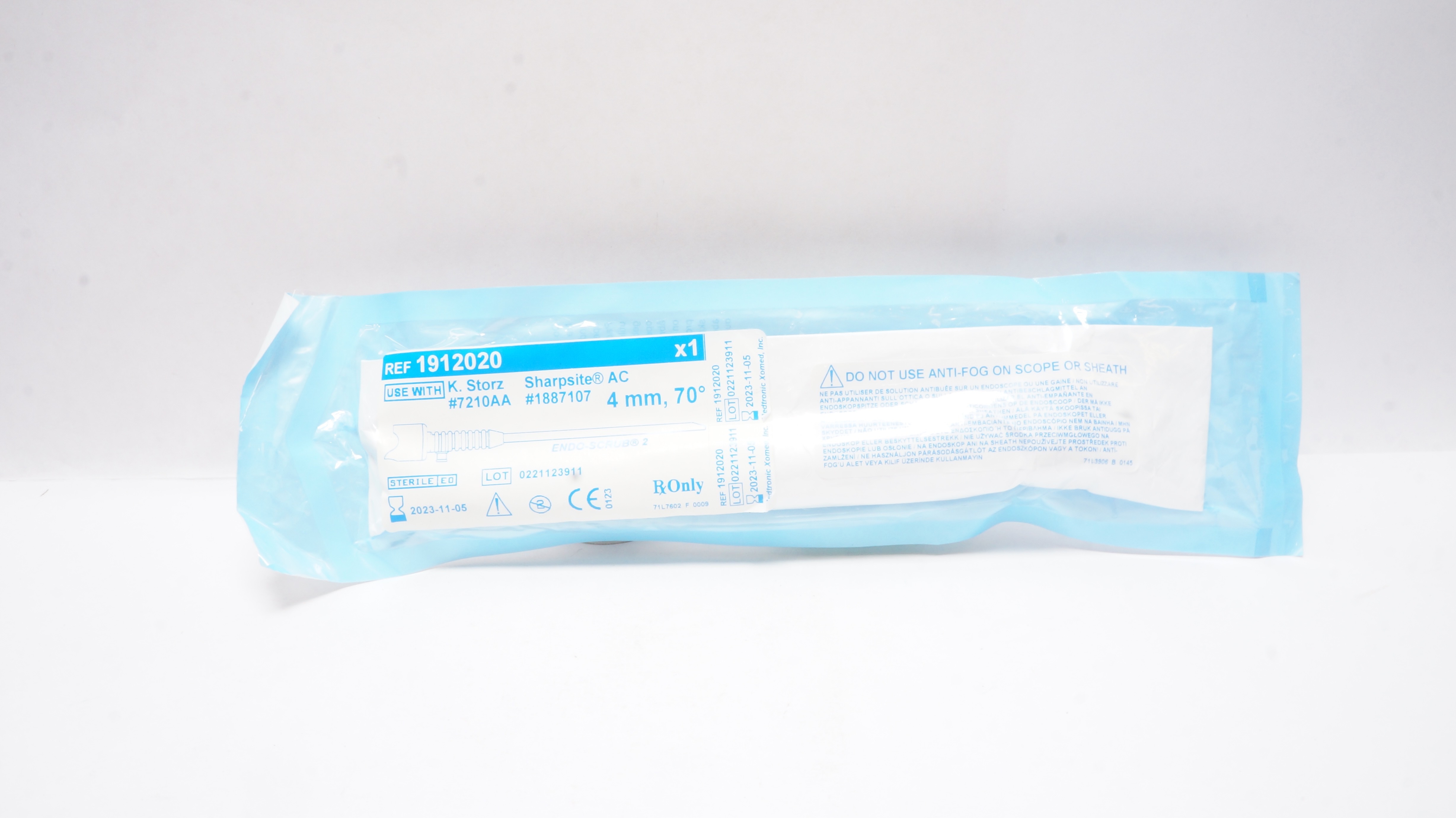 Medtronic 1912020 K.Storz Sharpsite AC Endo-Scrub 2 Sheath 4mm, 70 degree