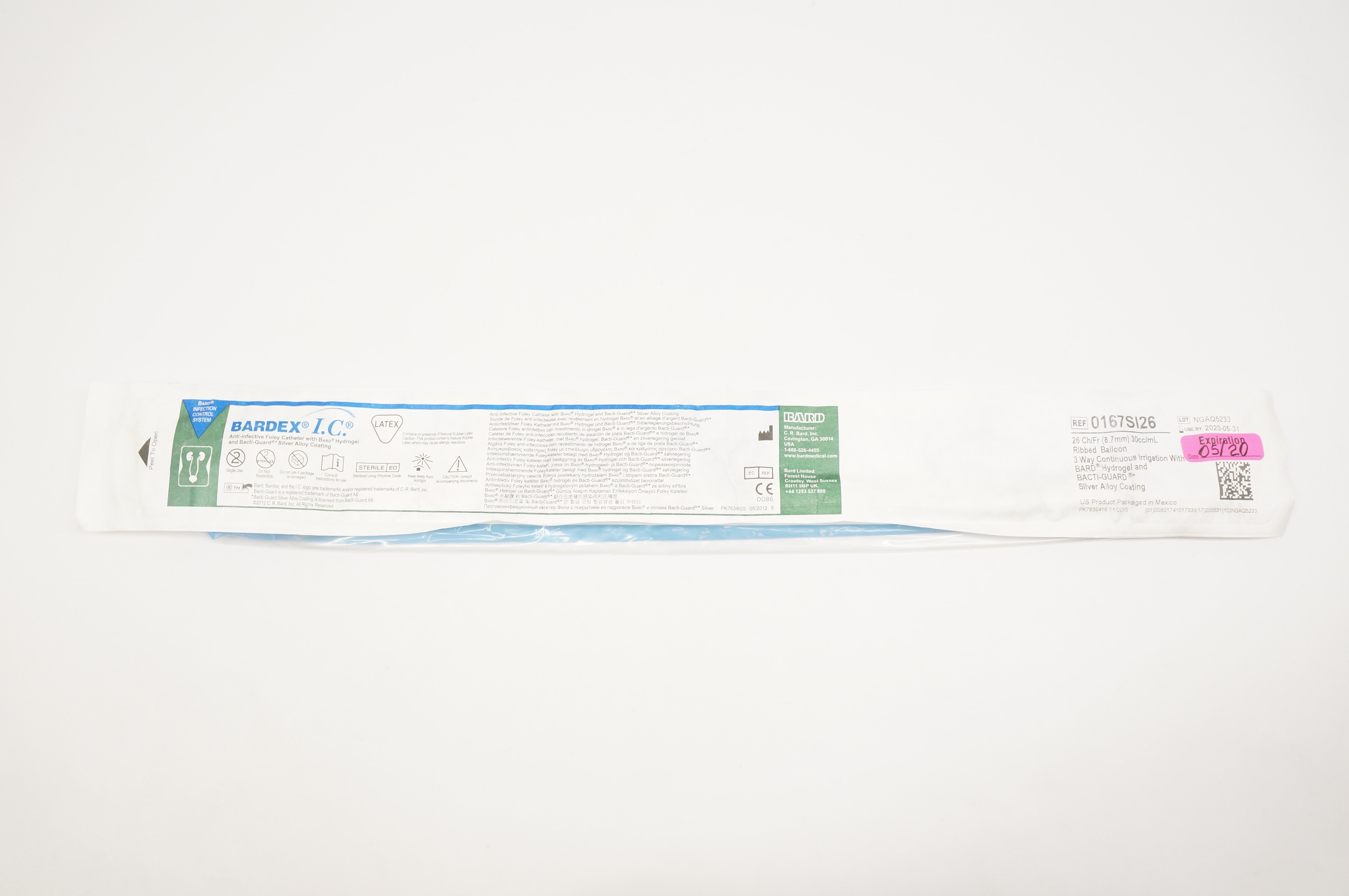 Bard 0167SI26 Bardex I.C. Anti-Infective Foley Cath. 3 Way, 26Fr. 30 cc (x)