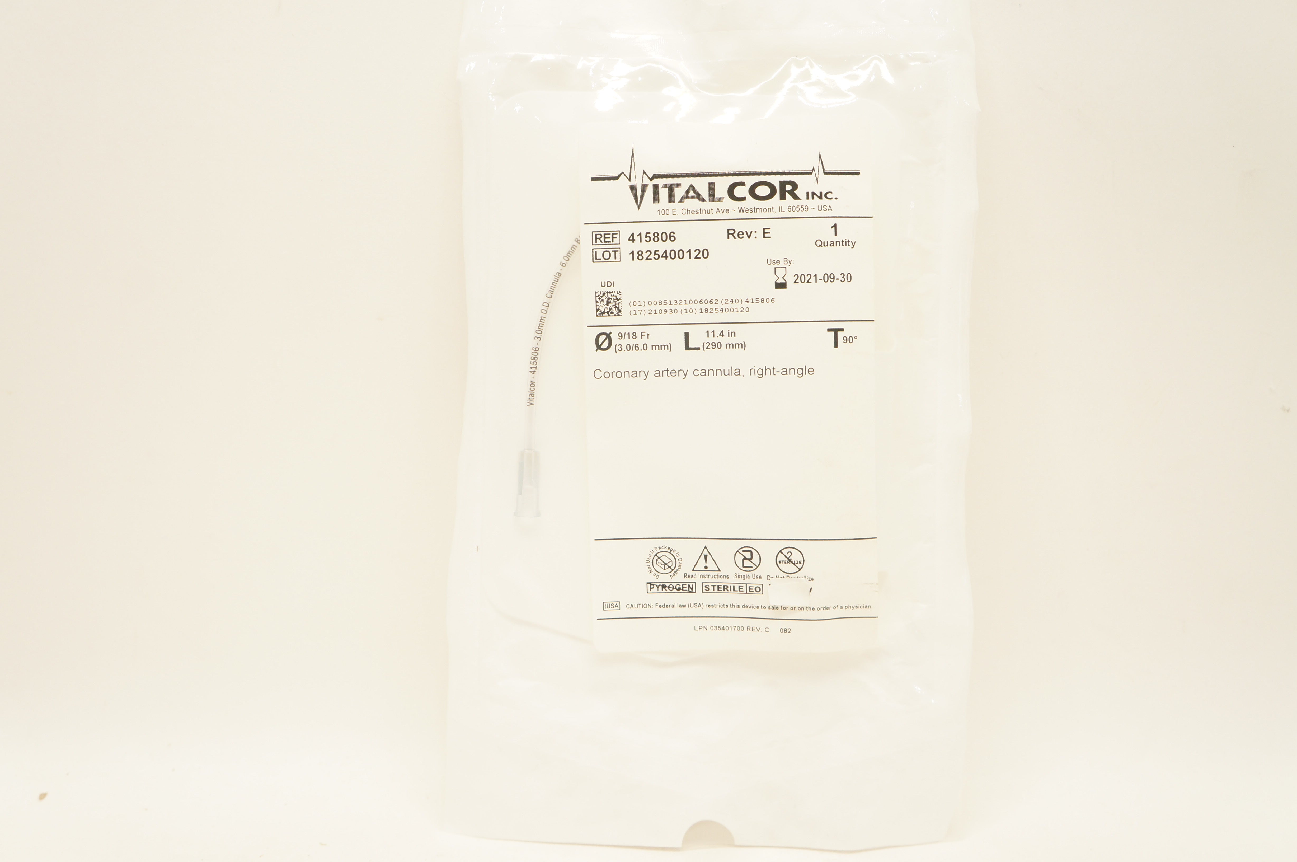 Vitalcor 415806 Coronary Artery Perfusion Cannula 3.0mm Cannula 6.0mm (x)