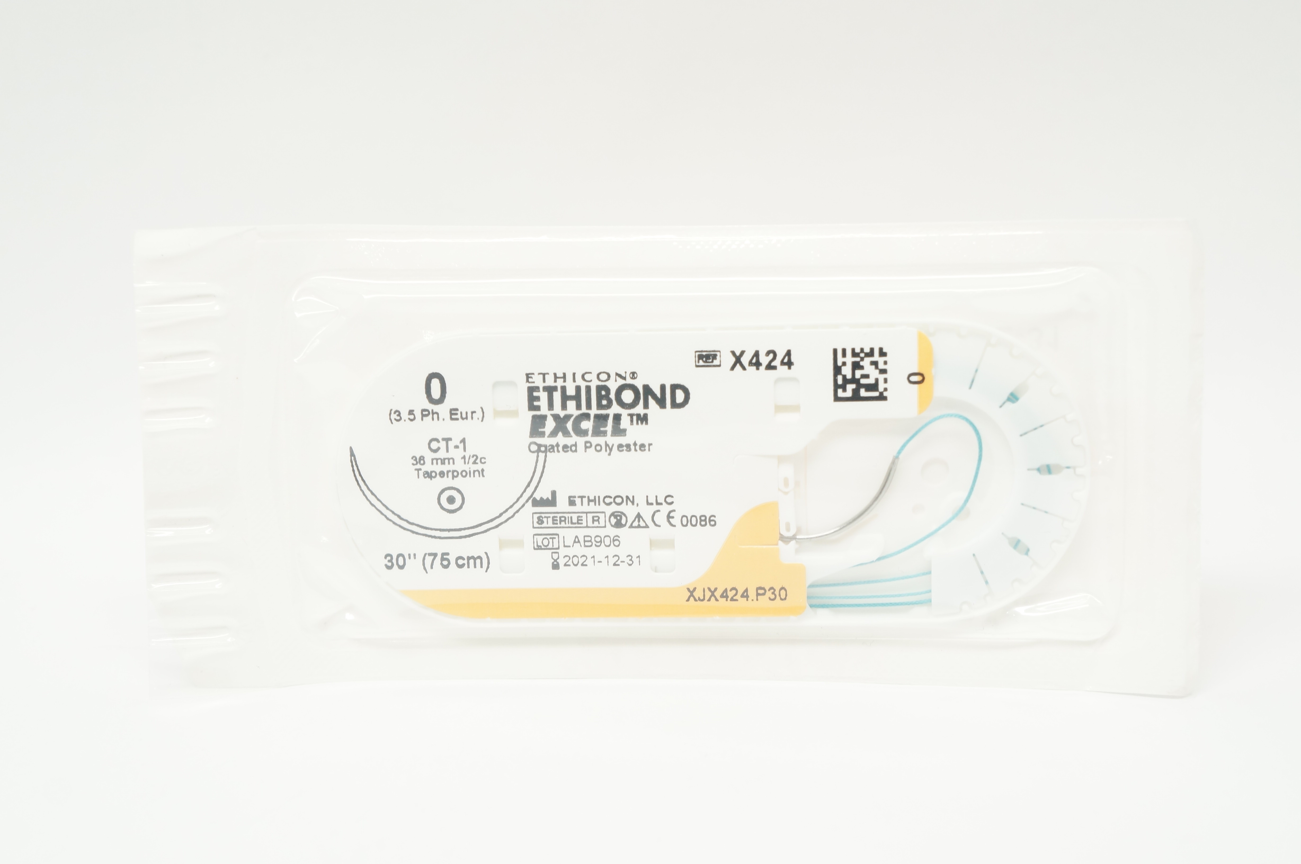 Ethicon X424 0 ETHIBOND EXCEL CT-1 36mm 1/2c Taper 30inch (x)