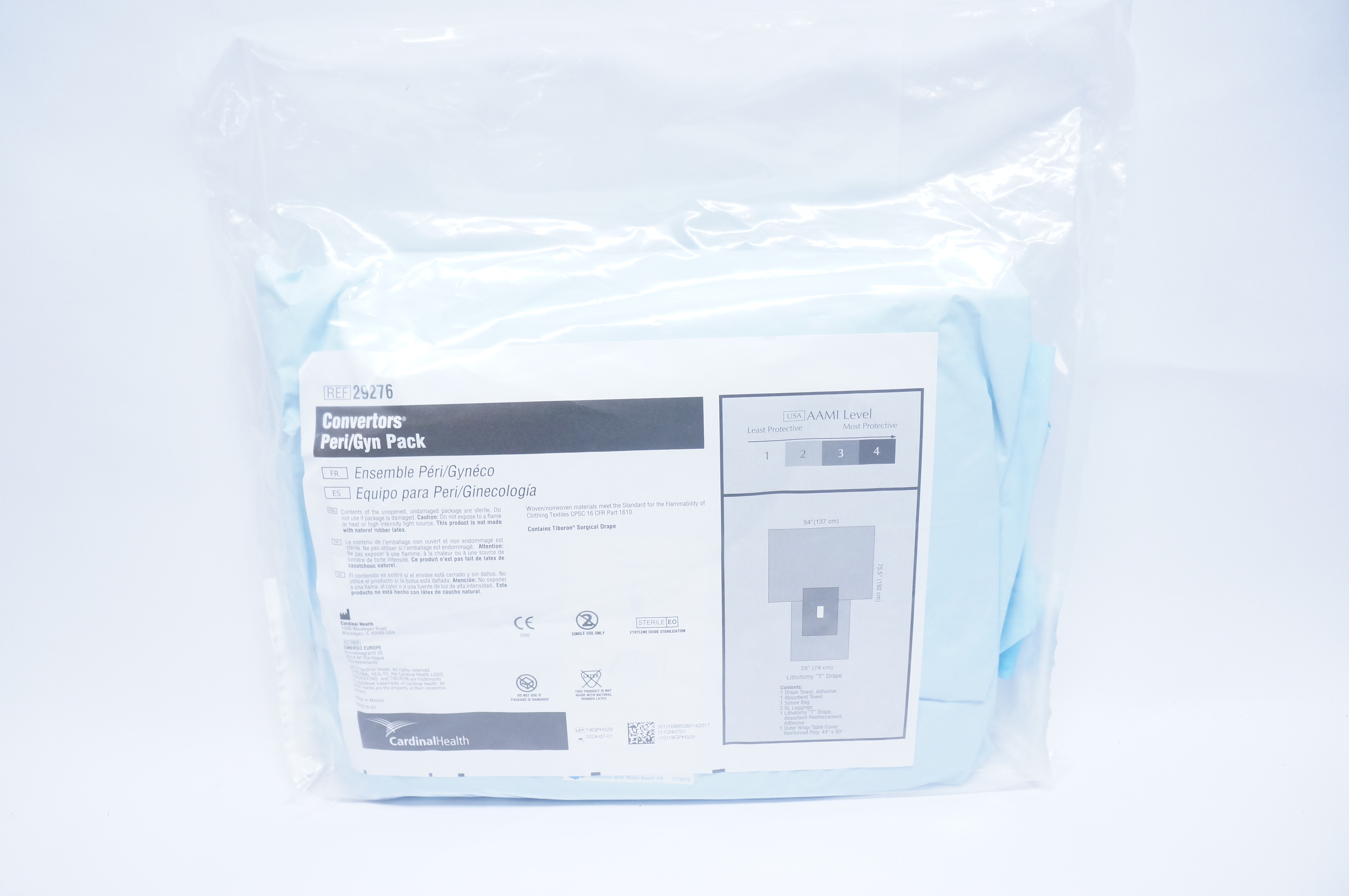 Cardinal Health 29276 Convertors Peri-Gyn Pack AAMI Level 54inch x 75.5inch