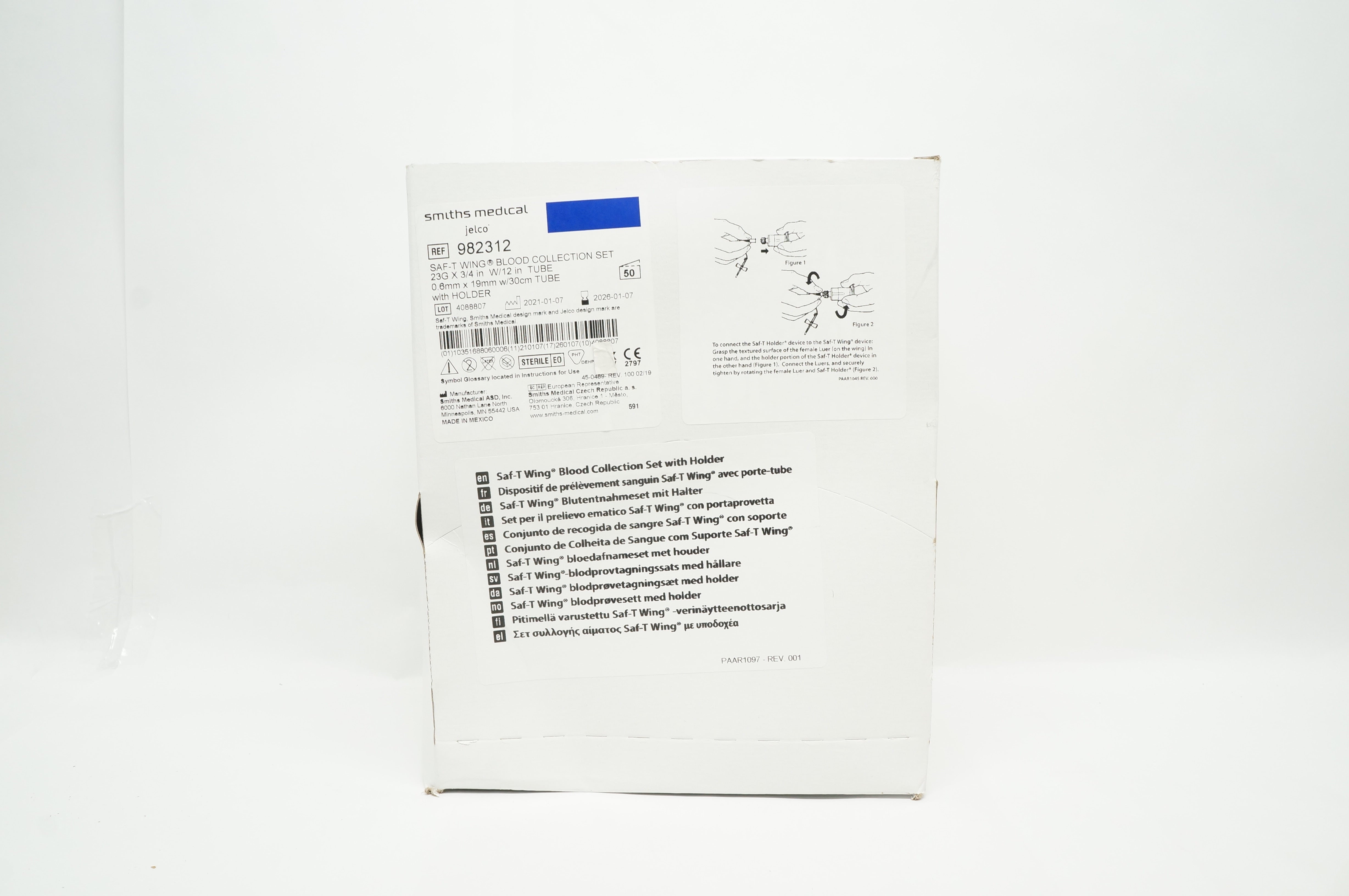 Smiths Medical 982312 Saft-T Wing Blood Collection Set 23G x 3/4inch - Box of 50