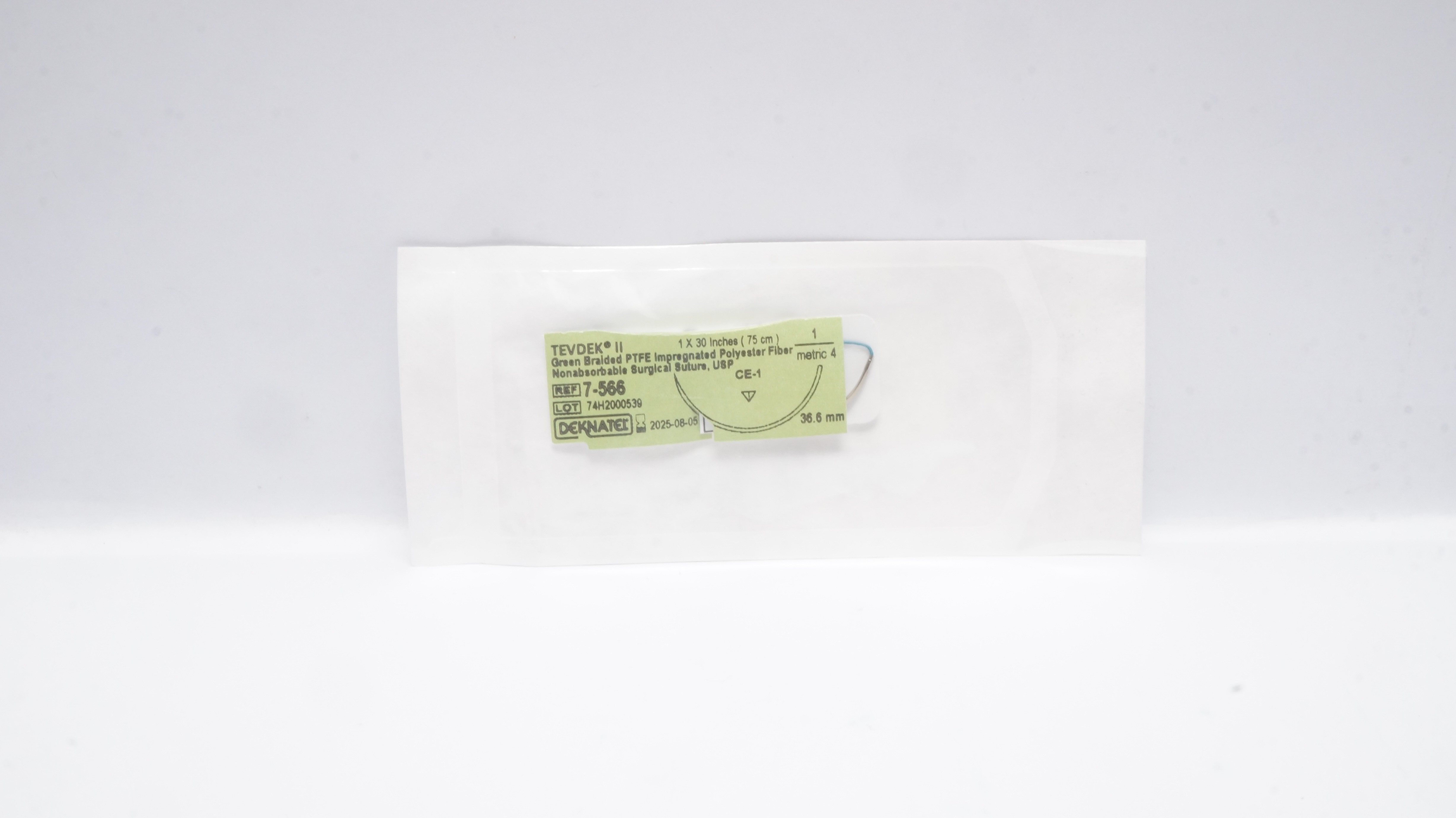 Teleflex 7-566 Tevdek II Deknatel Braided Polyester Stre. 30in, CE-1 36.6mm Ndle