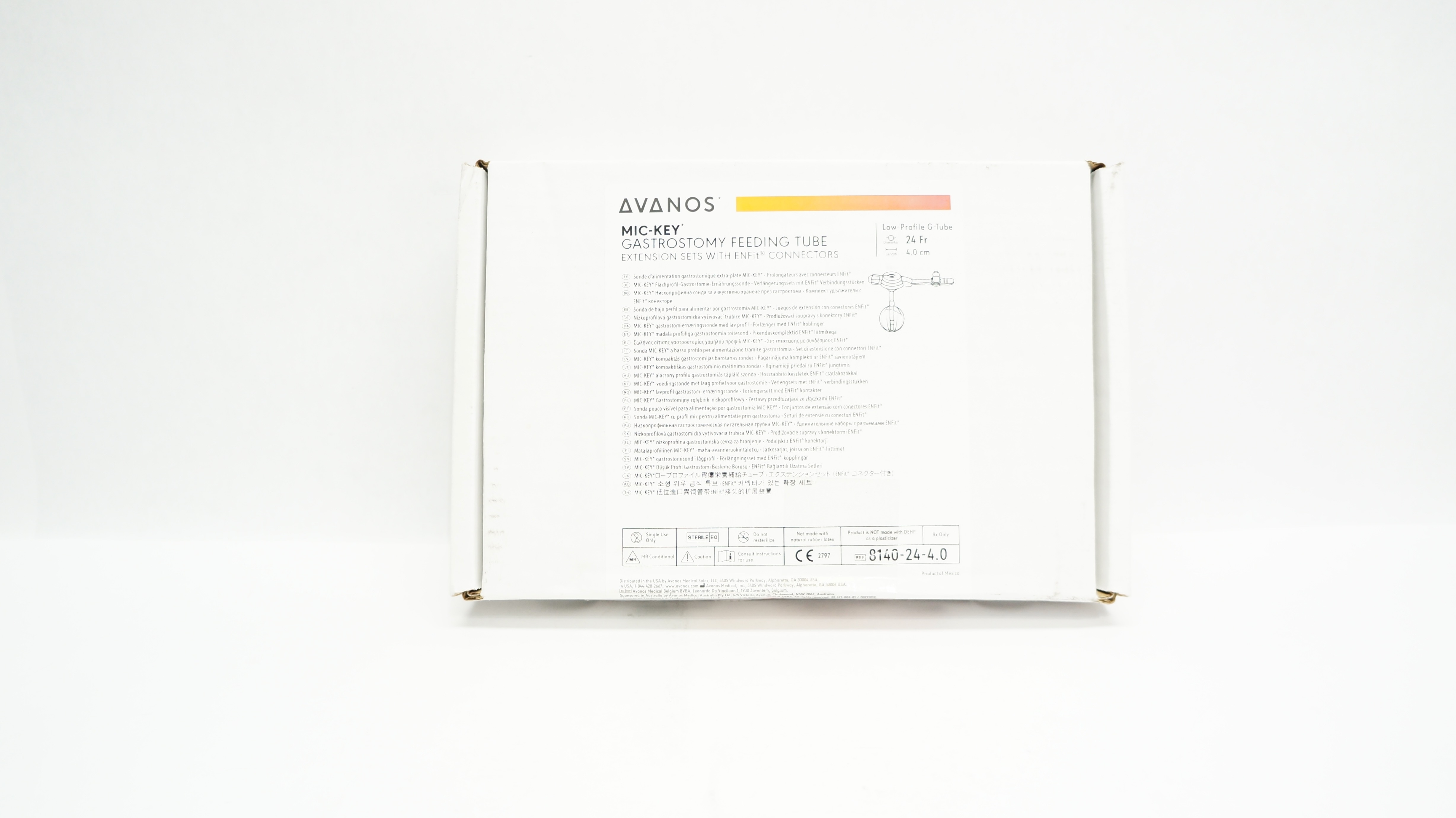 Avanos 8140-24-4.0 Mic-Key Gastrostomy Feeding Tube, Extension Sets w/Connectors