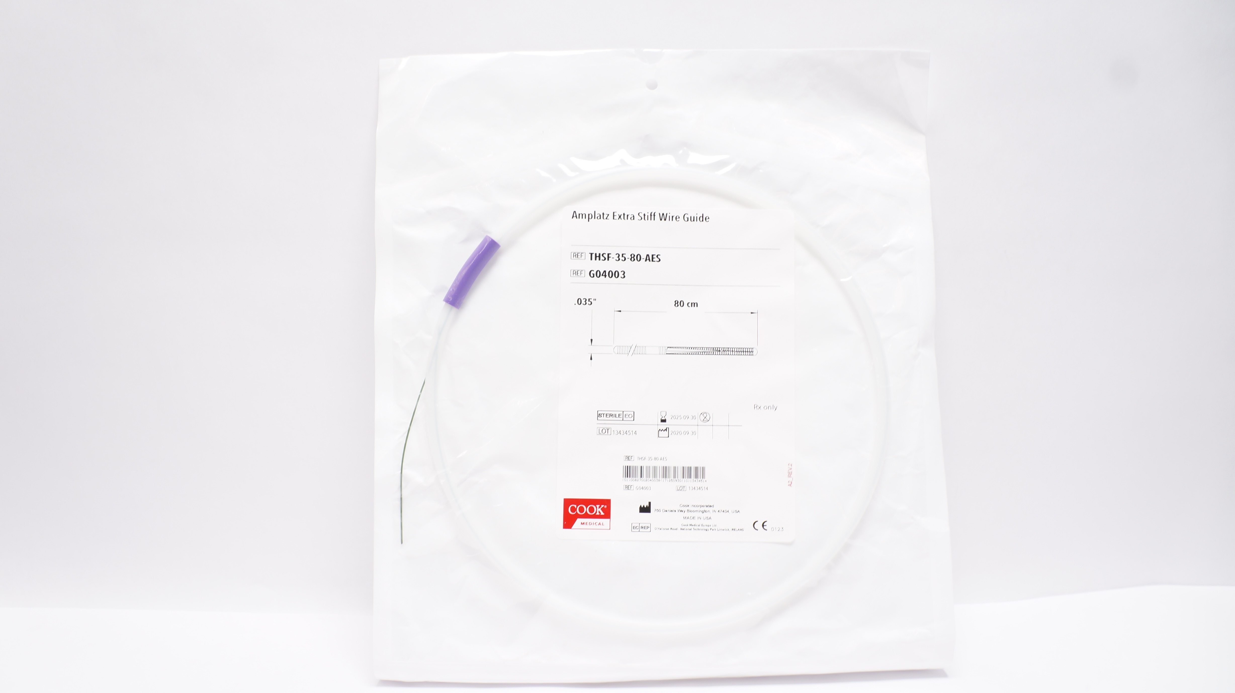 Cook Medical G04003 Amplatz Extra Stiff Wire Guide 80cm x .035inch