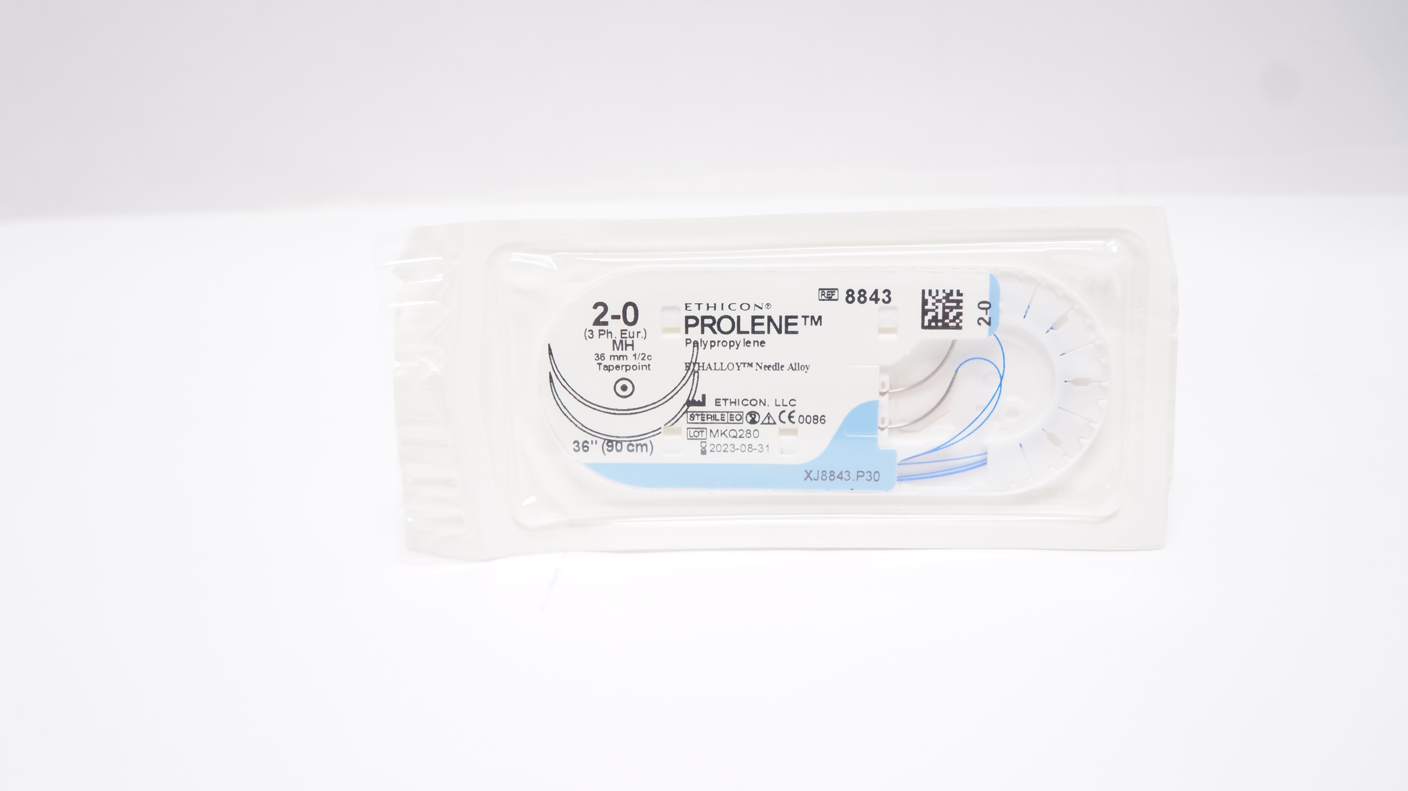 Ethicon 8843 2-0 Prolene Polypropylene Stre MH 36mm 1/2c Taper, 36 inch (x)