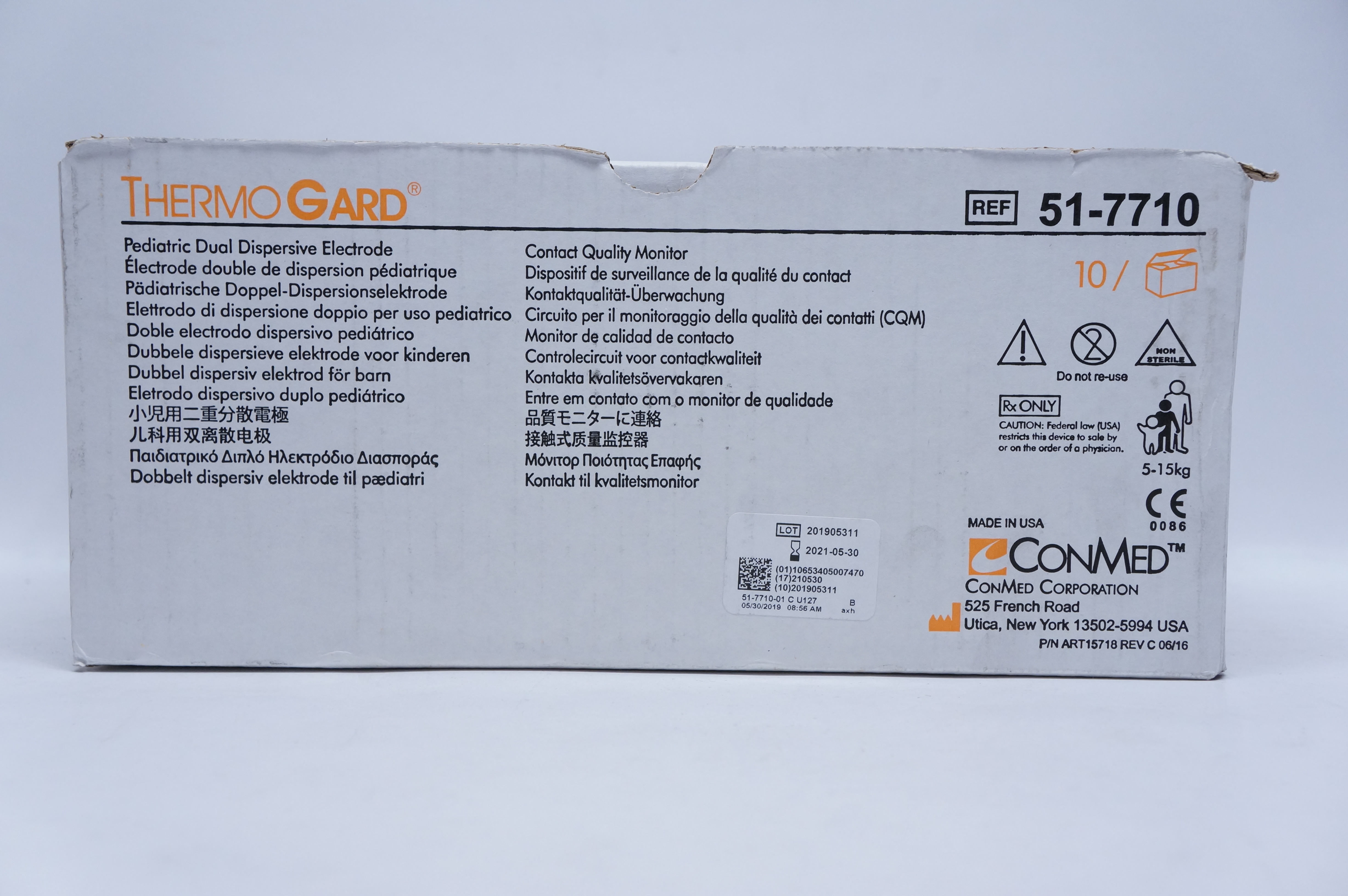 ConMed 51-7710 Thermo Grad Pediatric Dual Dispersive Electrode - Box of 10