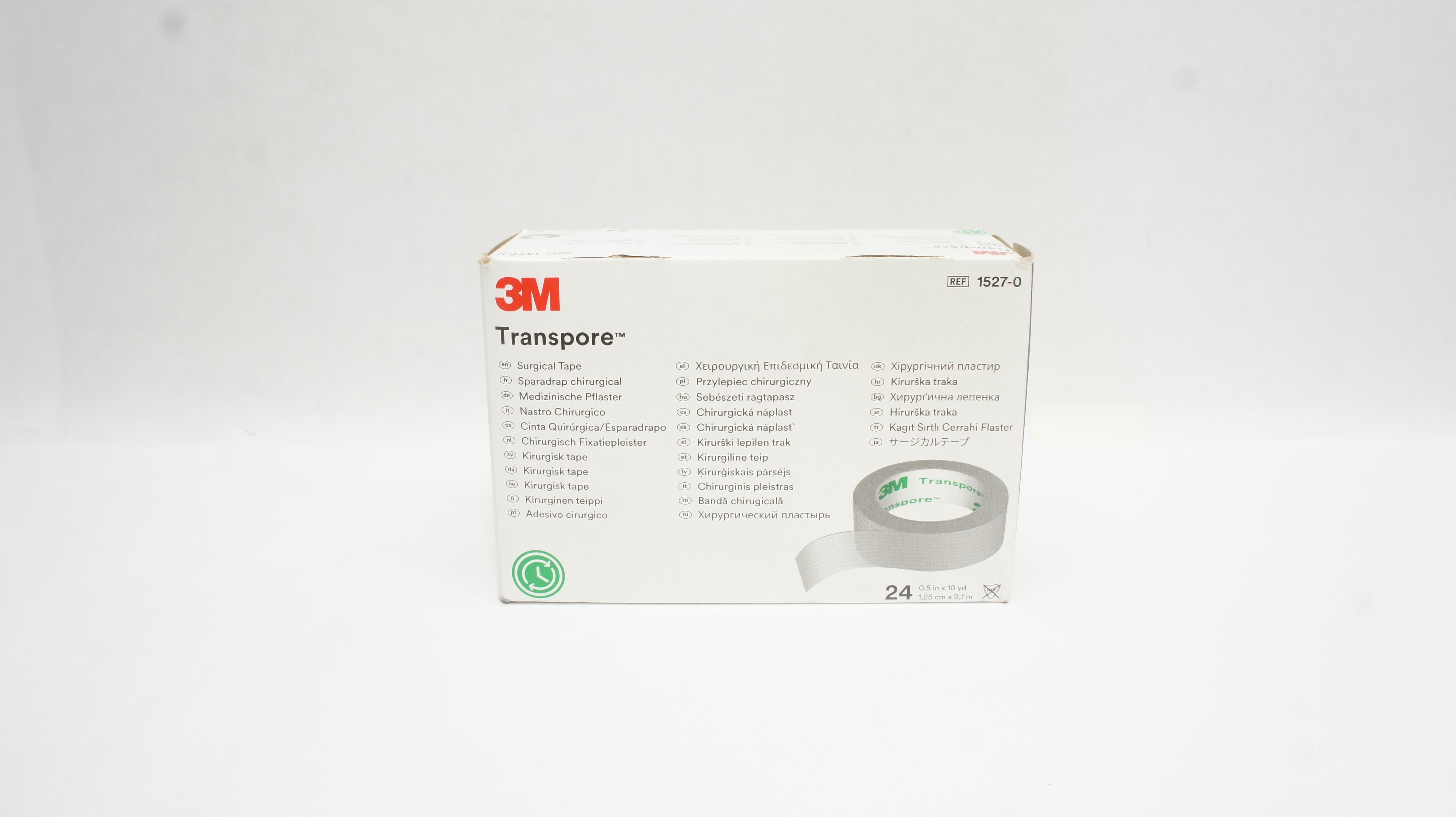 3M 1527-0 Transpore Surgical Tape 0.5inch x 10yd - Box of 24