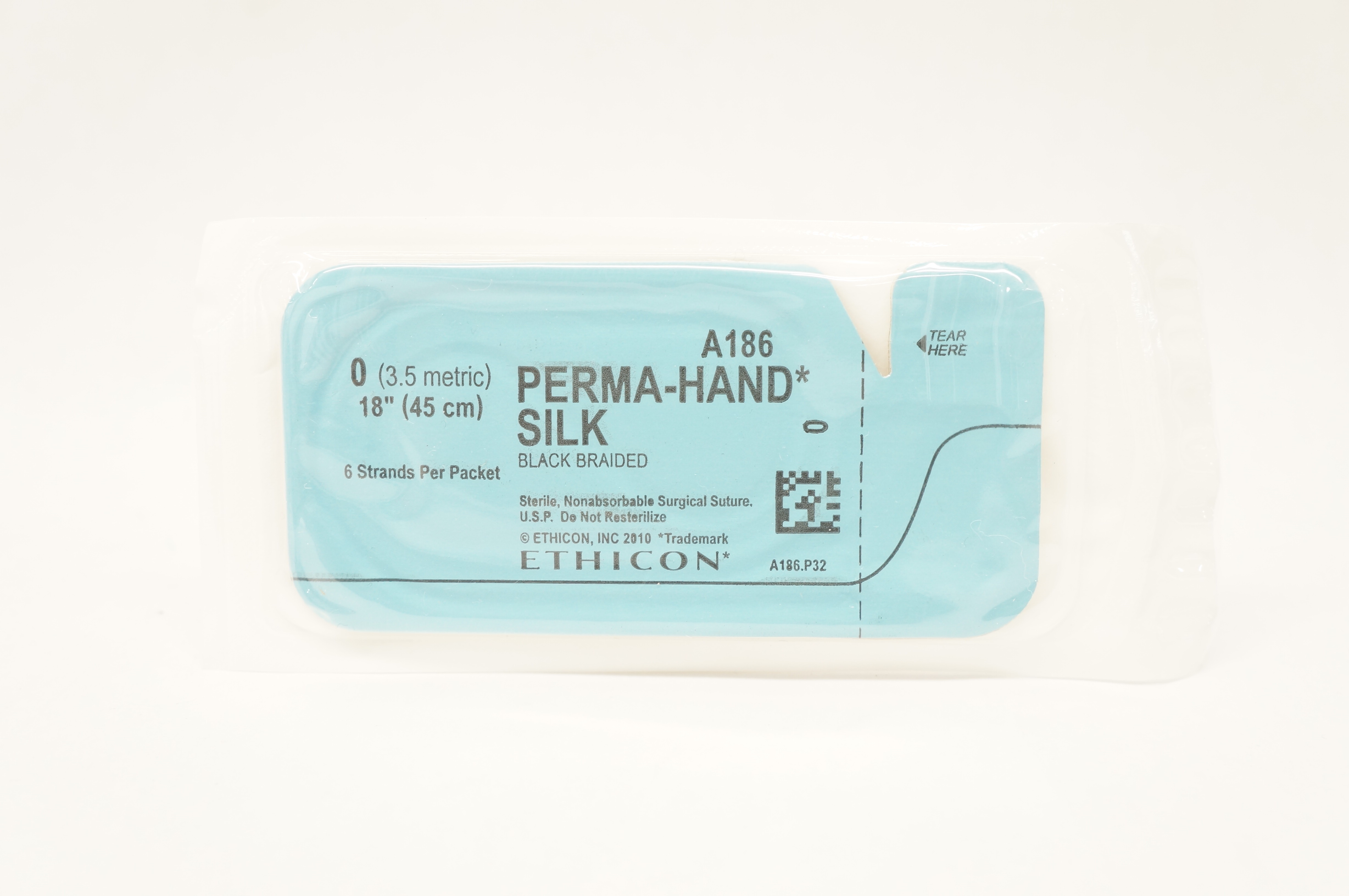 Ethicon A186 0 Perma-Hand Silk Black Braided Surgical Stre, 18 inch