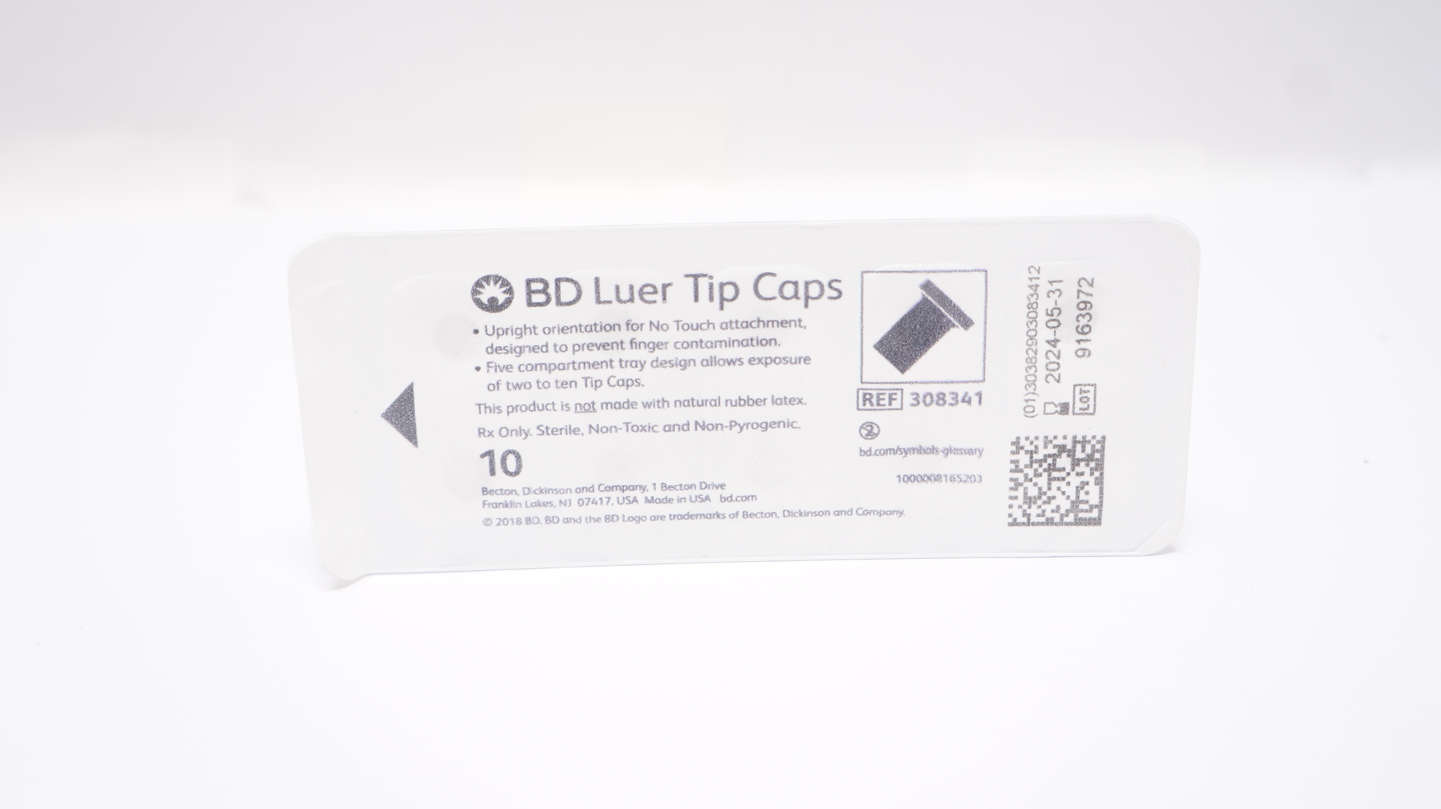 BD 308341 Luer Tip Caps - Pack of 10