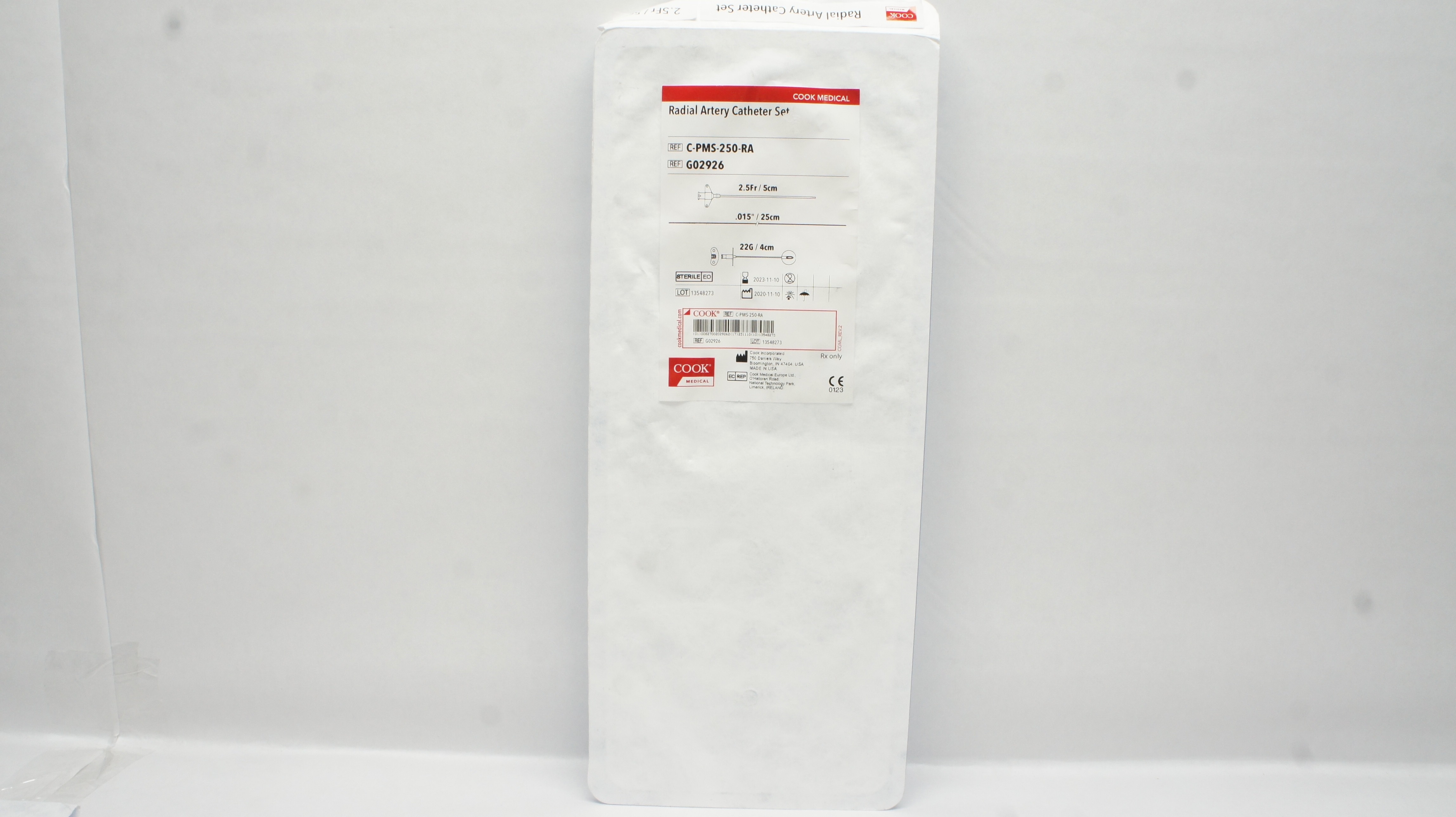 Cook Medical G02926 Radial Artery Cath. Set 2.5Fr x .015inch x 22G (x)