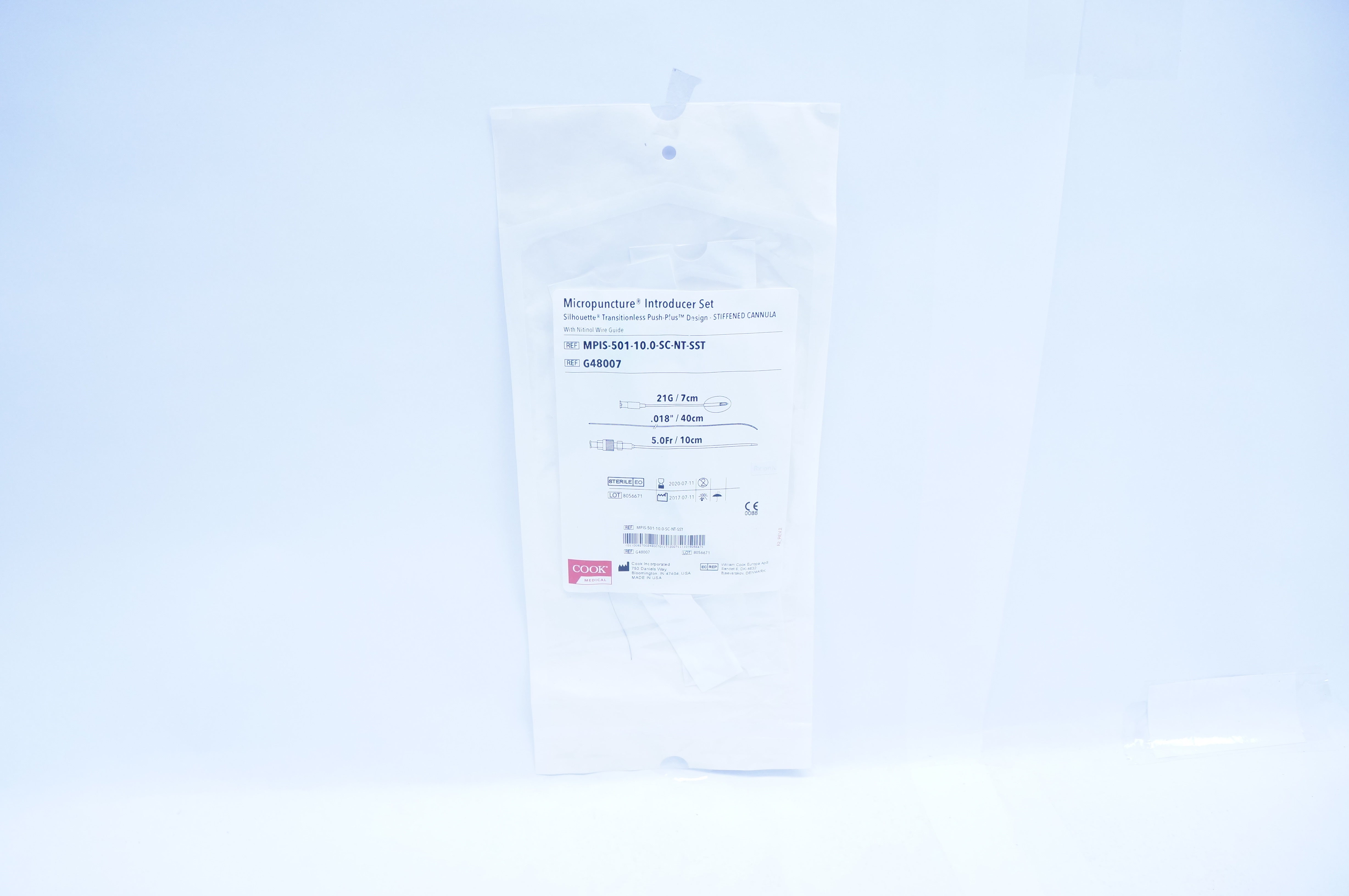 Cook Medical G48007 Micropuncture Introducer Set Stiffened Cannula 5F x 10cm (x)