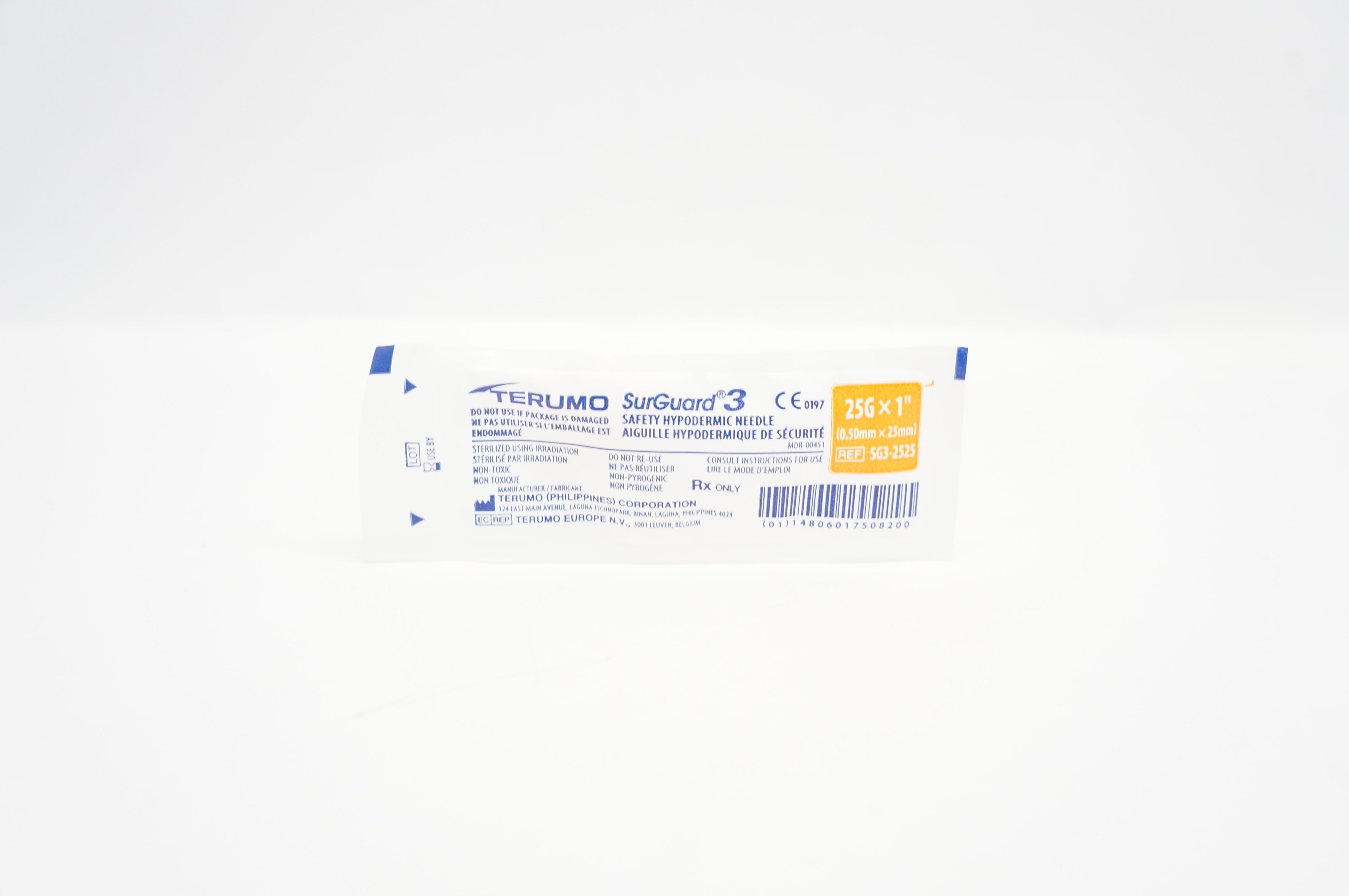 Terumo SG3-2525 SurGuard 3 Safety Hypodermic Ndle. 25G x 1inch