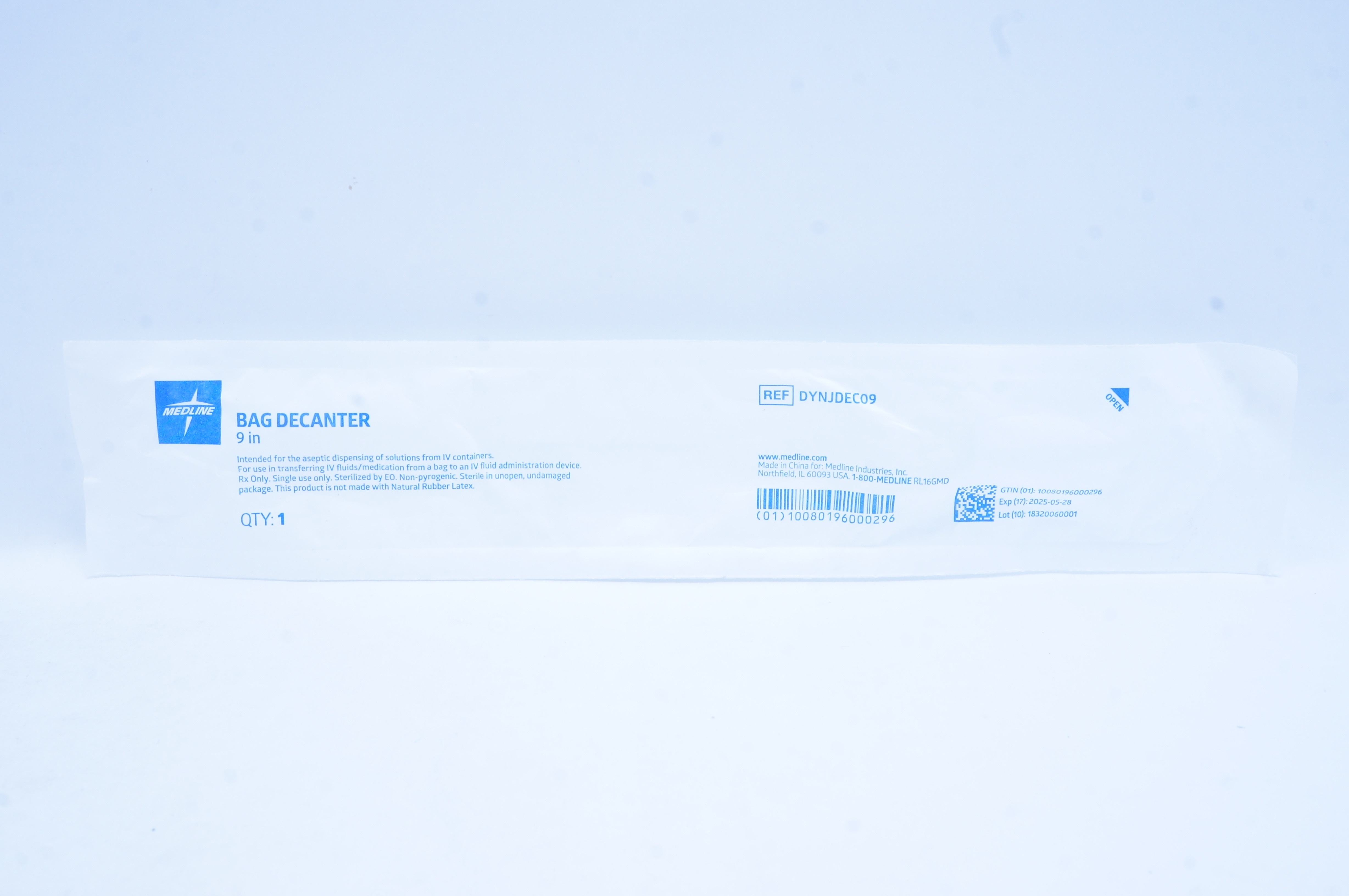 Medline DYNJDEC09 Bag Decanter 9 inch