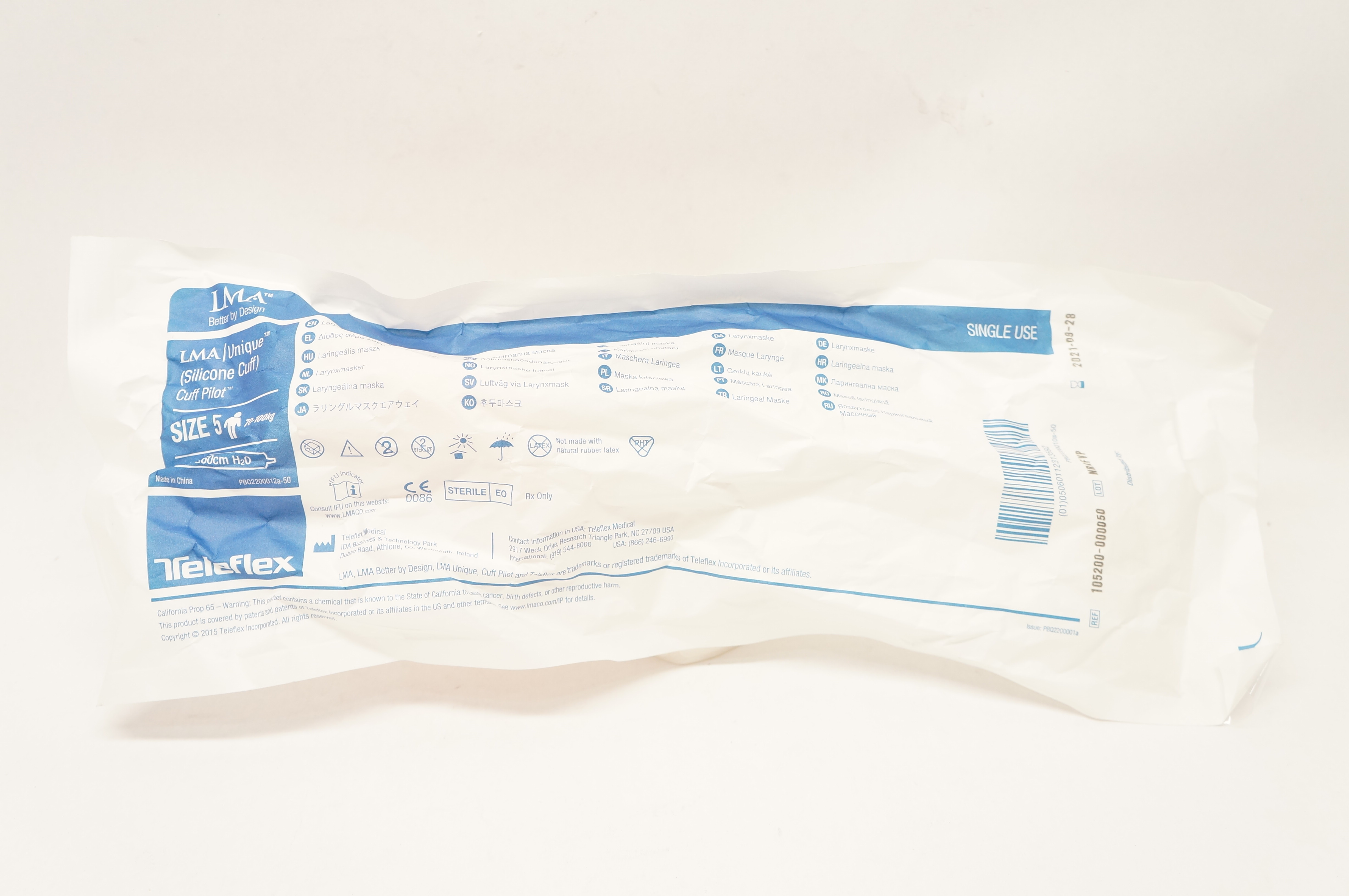 Teleflex 105200-000050 LMA Unique Laryngeal Mask Airway Size 5 70-100kg (x)