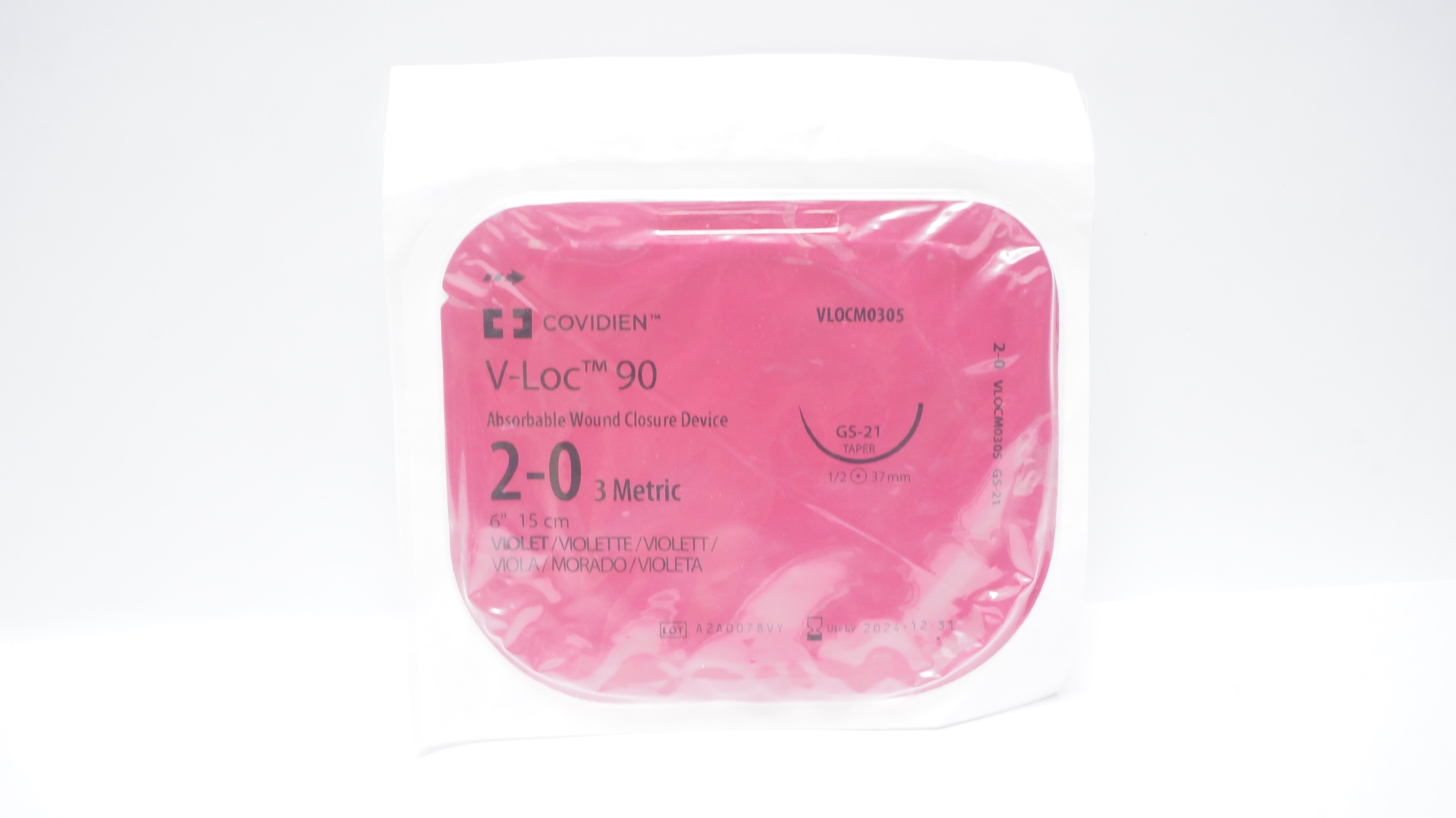 Covidien VLOCM0305 2-0 V-Loc Wound Closure Device GS-21 1/2 37mm Taper 6inch(x)