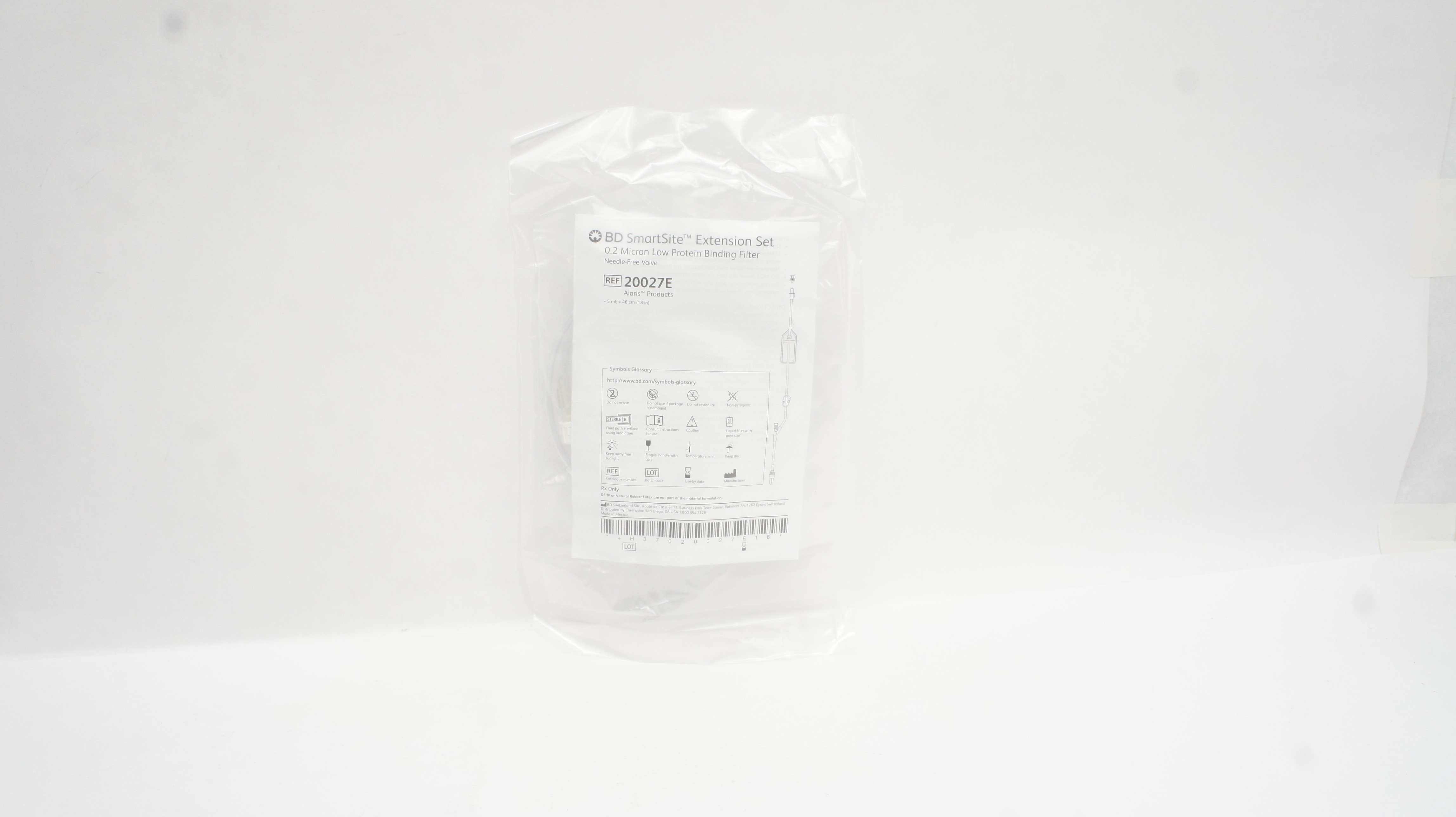BD 20027E SmartSite Extension Set Low Protein Binding Filter 5ml x 18inch