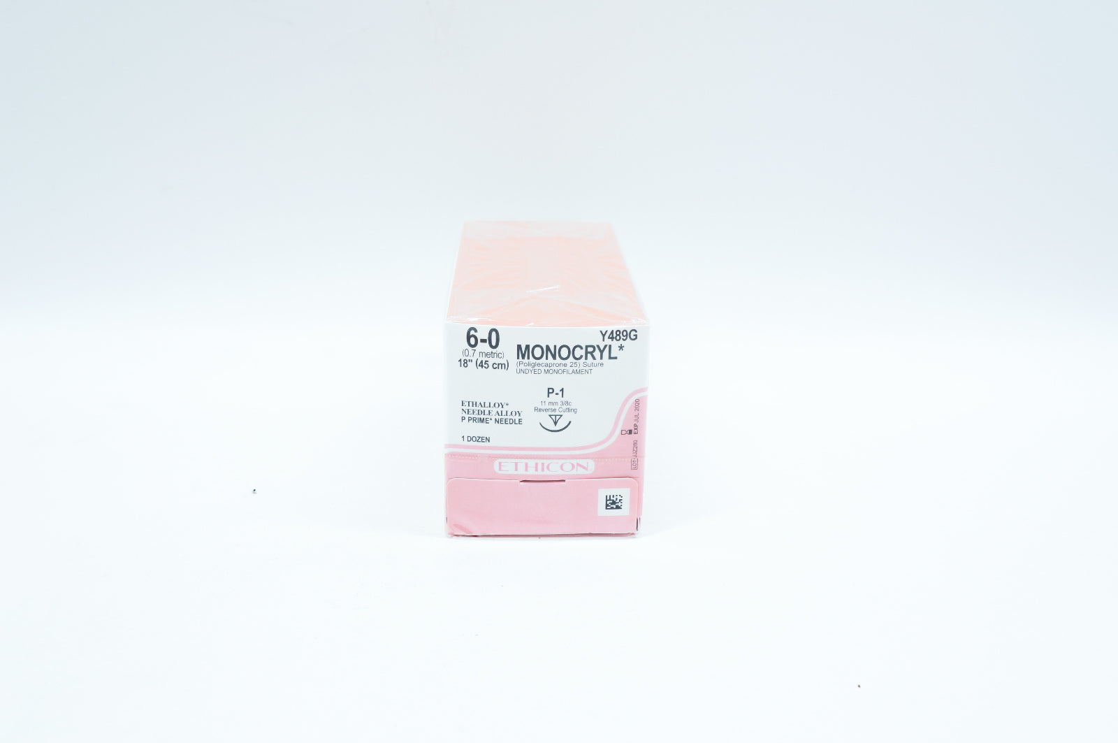 Ethicon Y489G 6-0 MONOCRYL, P-1, 11mm 3/8c Reverse Cutting, 18inch (x) - Box of 12