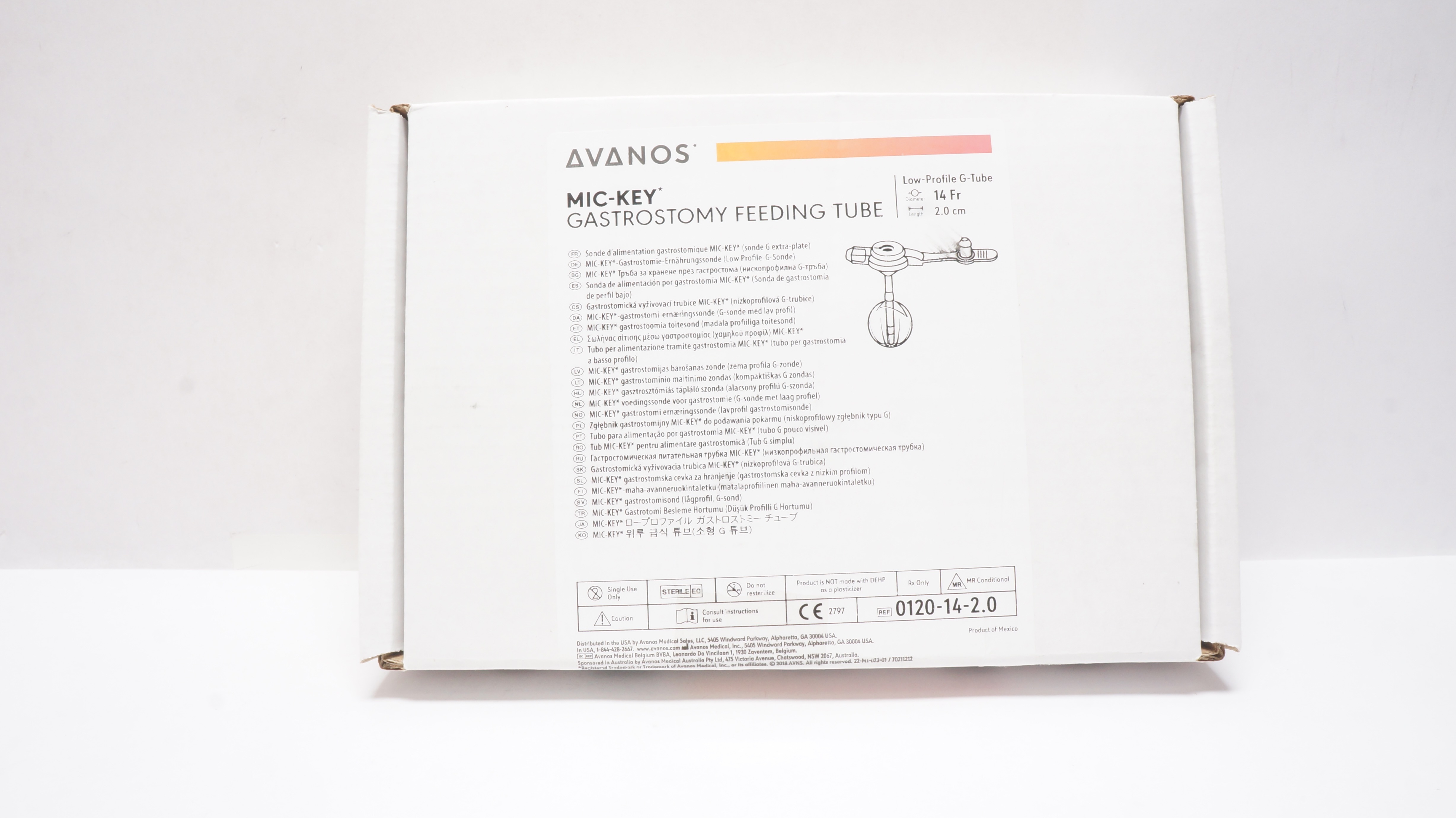 Avanos 0120-14-2.0 MIC-KEY Gastrostomy Feeding G-Tube 14Fr x 2.0 cm (x)