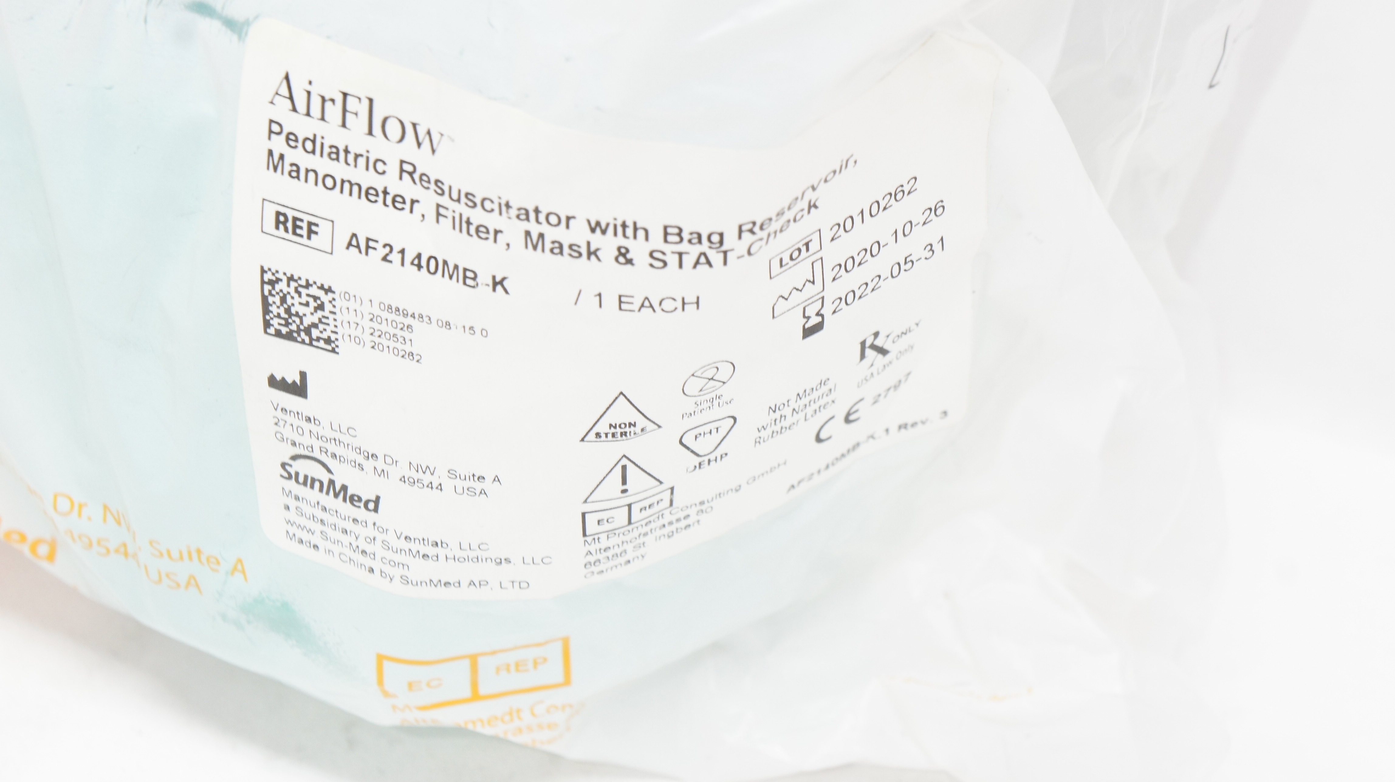 SunMed AF2140MB-K AirFlow Pediatric Manual Resuscitator/ Ventilator (x)