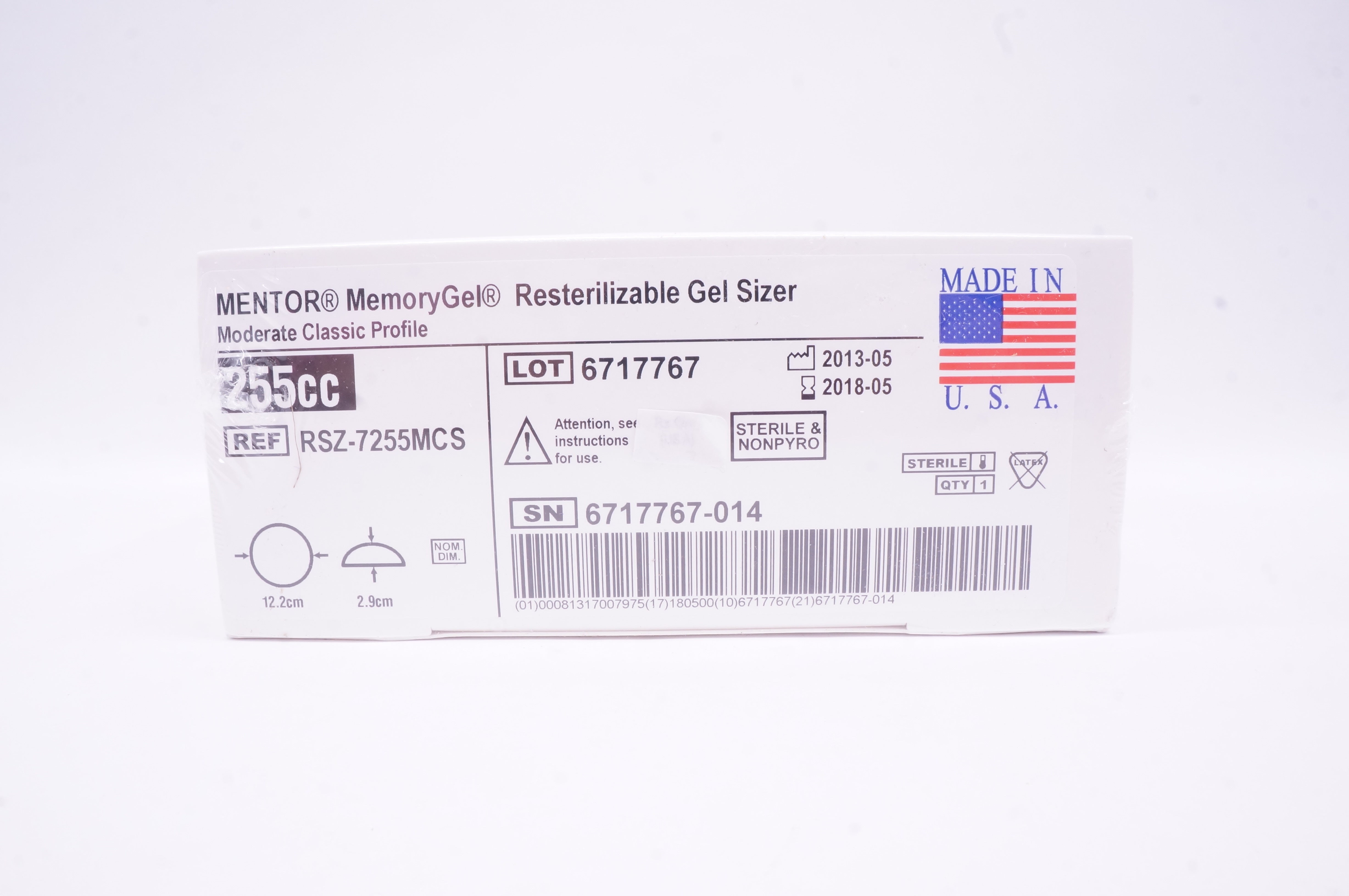 Mentor RSZ-7255MCS Memory Gel Resterilizable Gel Sizer (x)