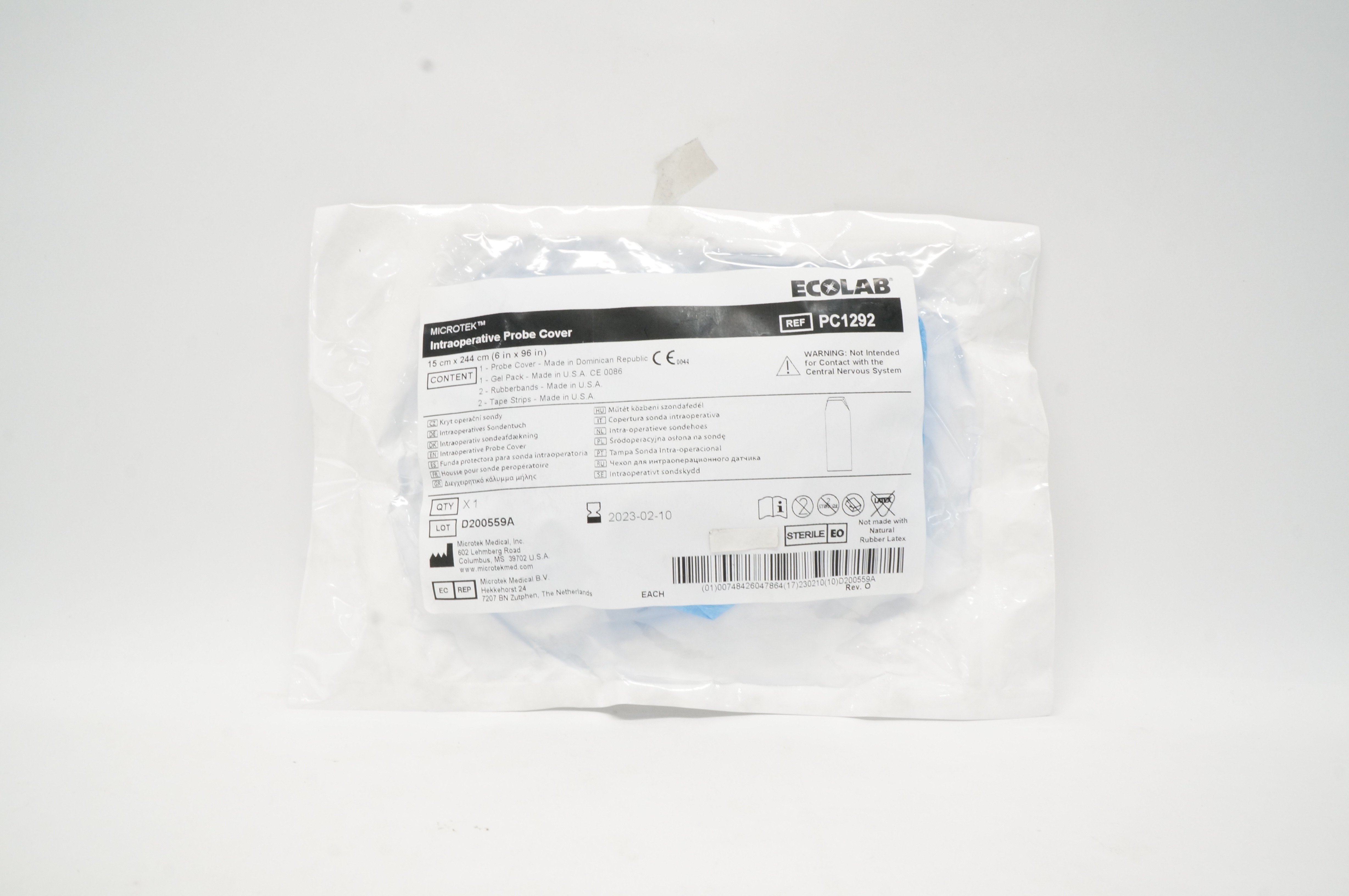 Microtek PC1292 Ecolab Adhesion Intraoperative Probe Cover 6 inch x 96 inch (x)
