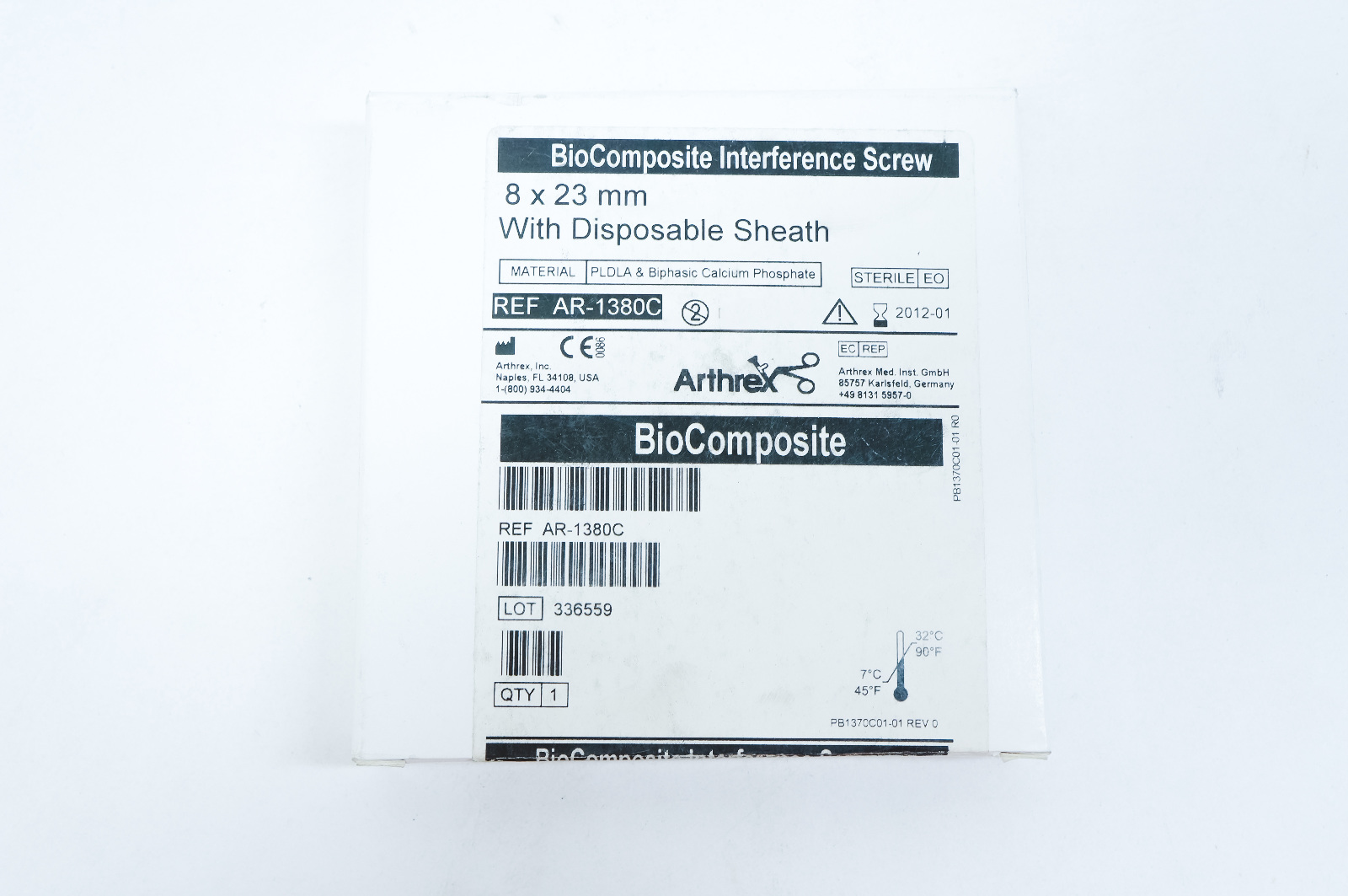 Arthrex AR-1380C BioComposite Interference Screw 8 x 23mm (x)