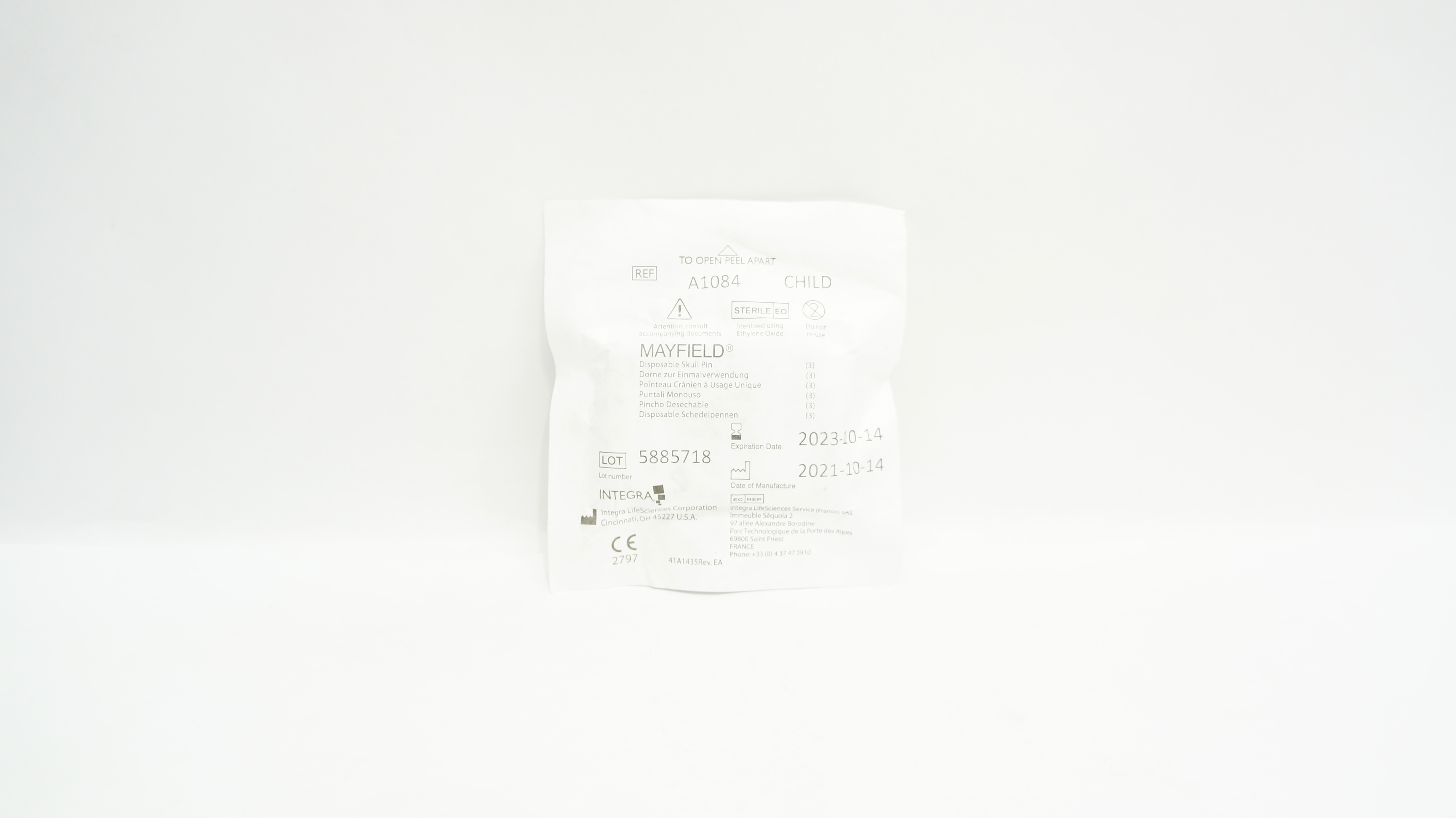 Integra Lifescinces A1084 Mayfield Disposable Child Skull Pin (x) - Pack of 3