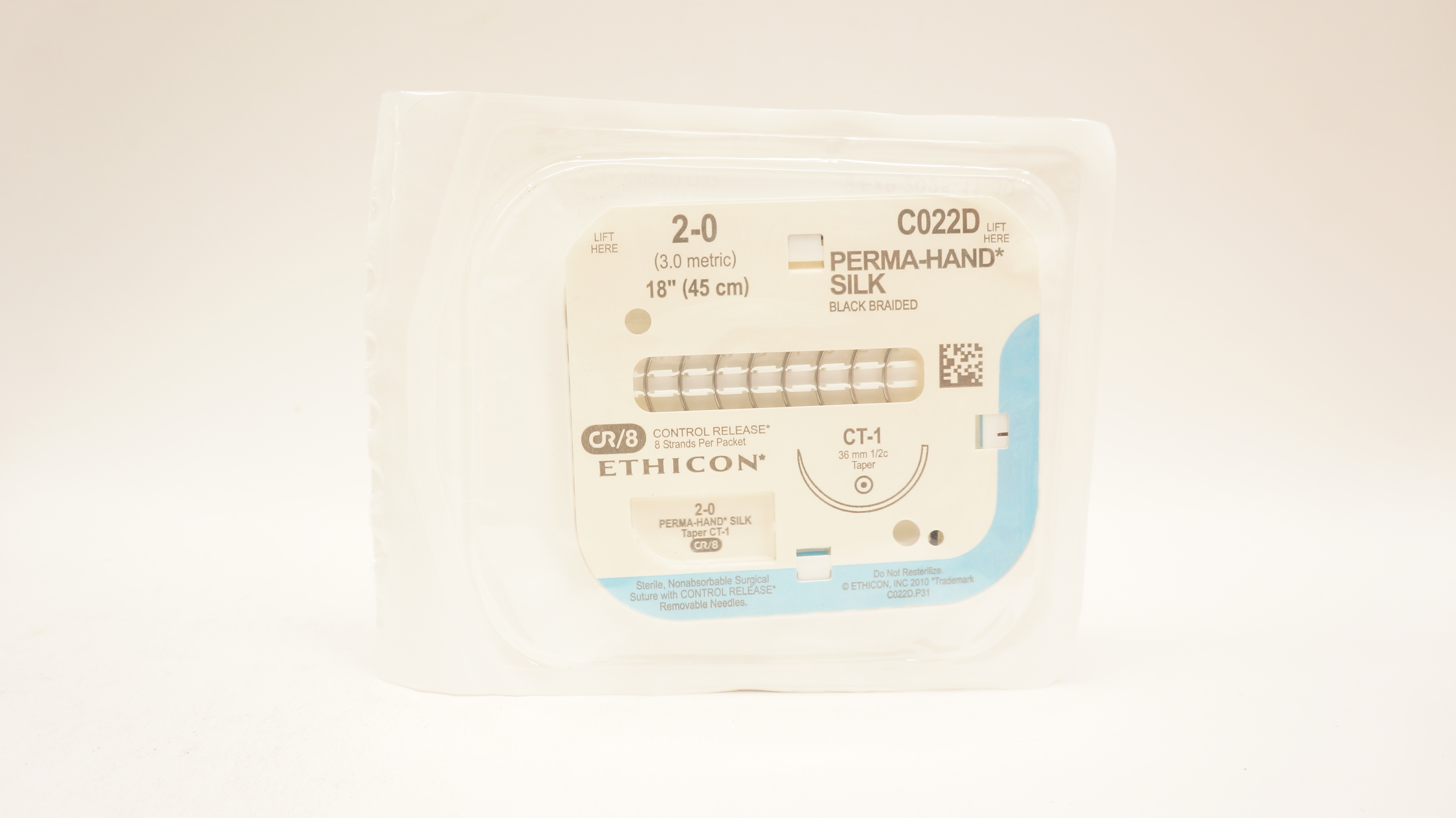 Ethicon C022D 2-0 Perma-Hand Silk Surgical Stre CT-1 36mm 1/2c Taper, 18 inch