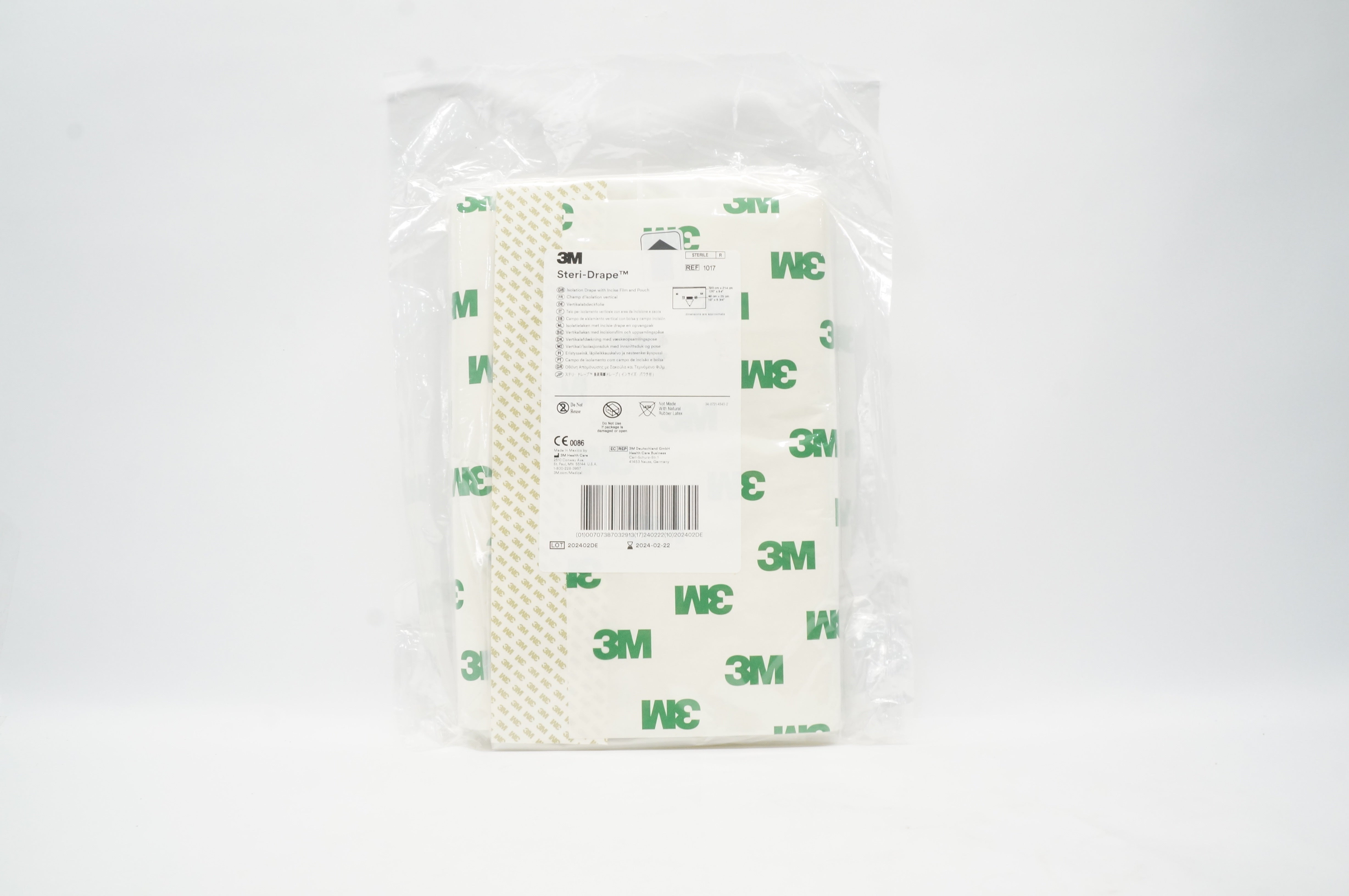 3M 1017 Steri-Drape Isolation Drape with Incise Film and Pouch 18 x 9-3/4 inch