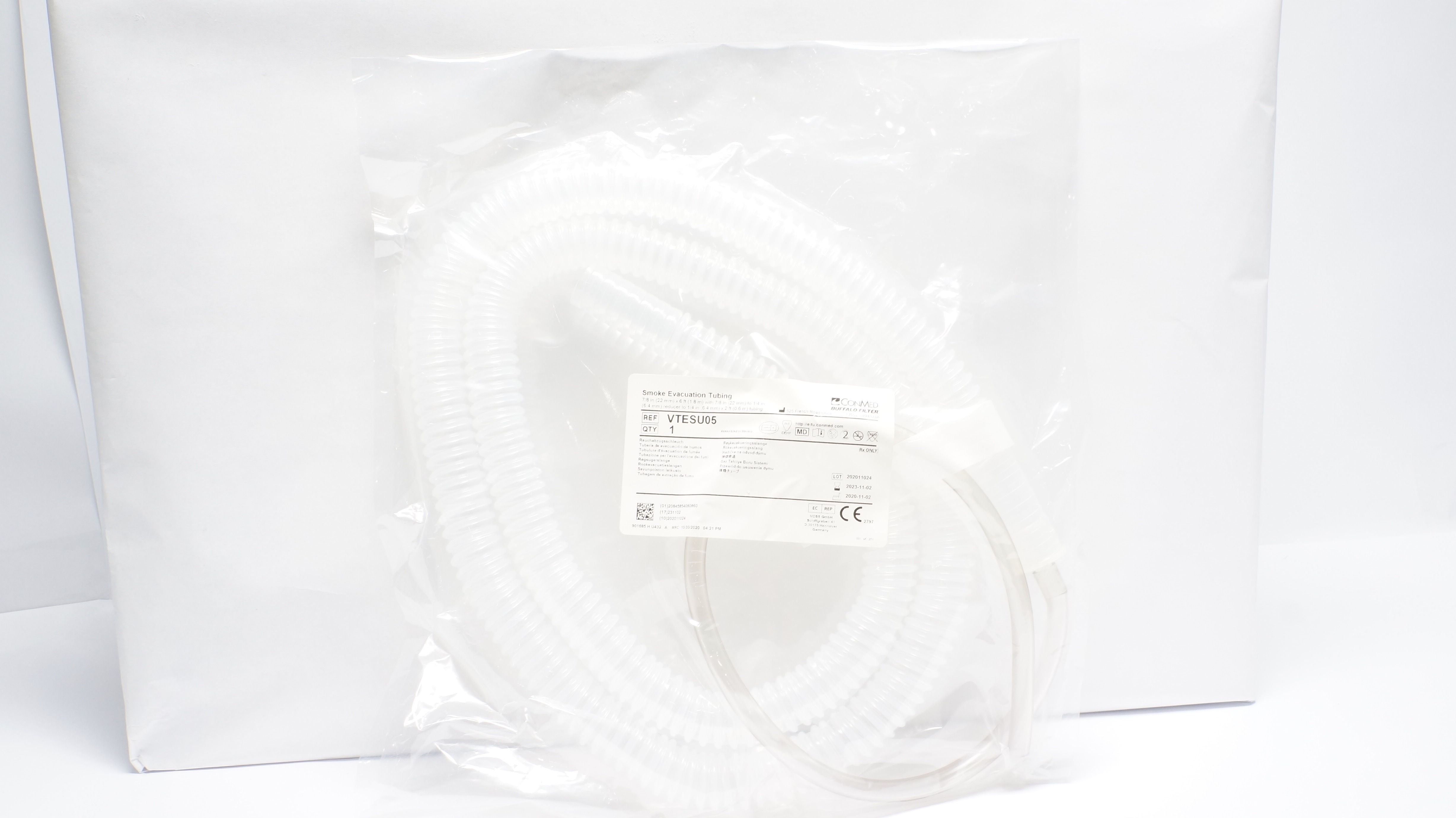ConMed VTESU05 7/8In x 6Ft W/7/8In x to 1/4In Smoke Evacuation Tubing  (x)