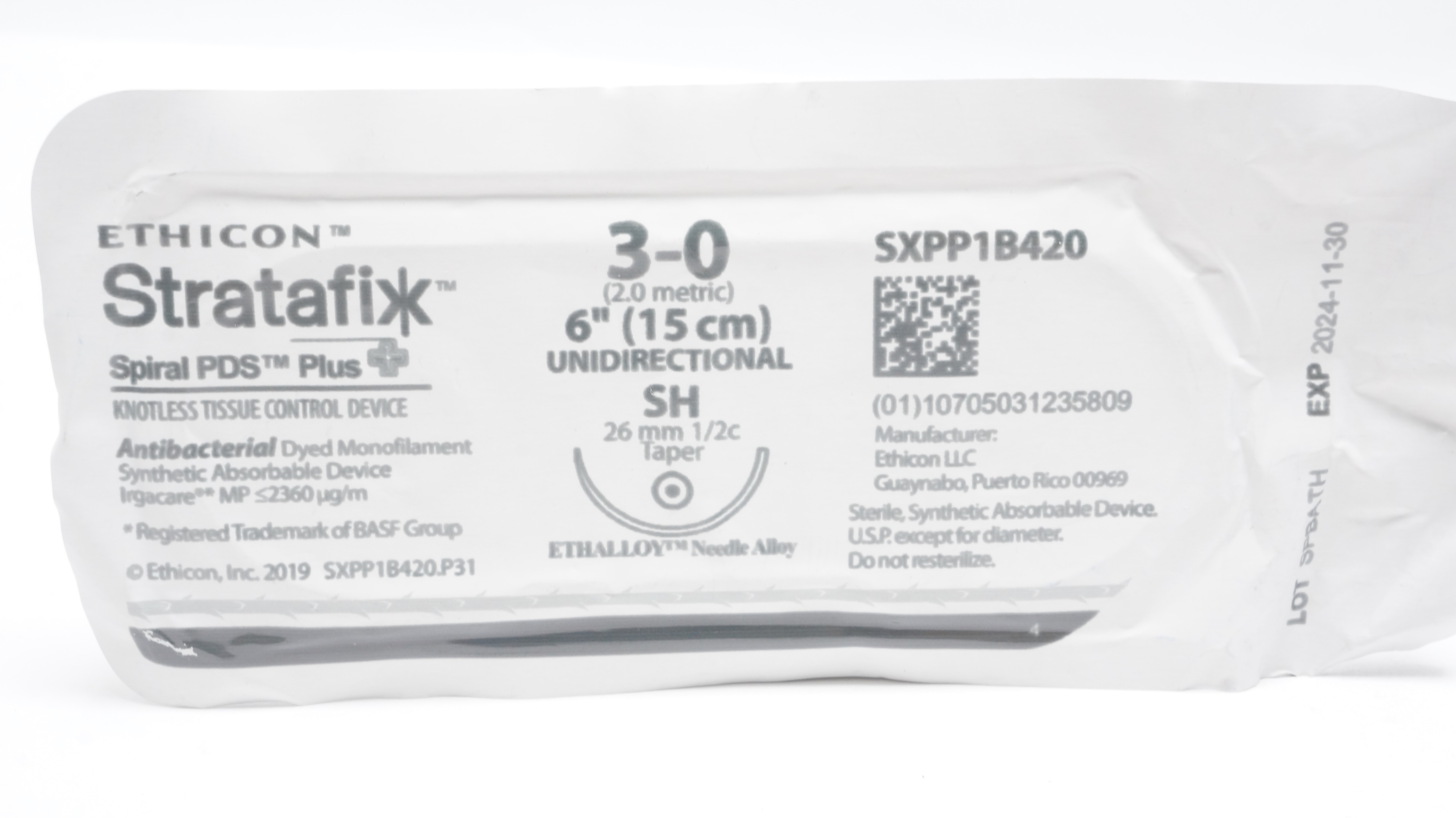 Ethicon SXPP1B420 3-0 Stratafix Spiral PDS Stre SH 26mm 1/2c Taper, 6inch (x)