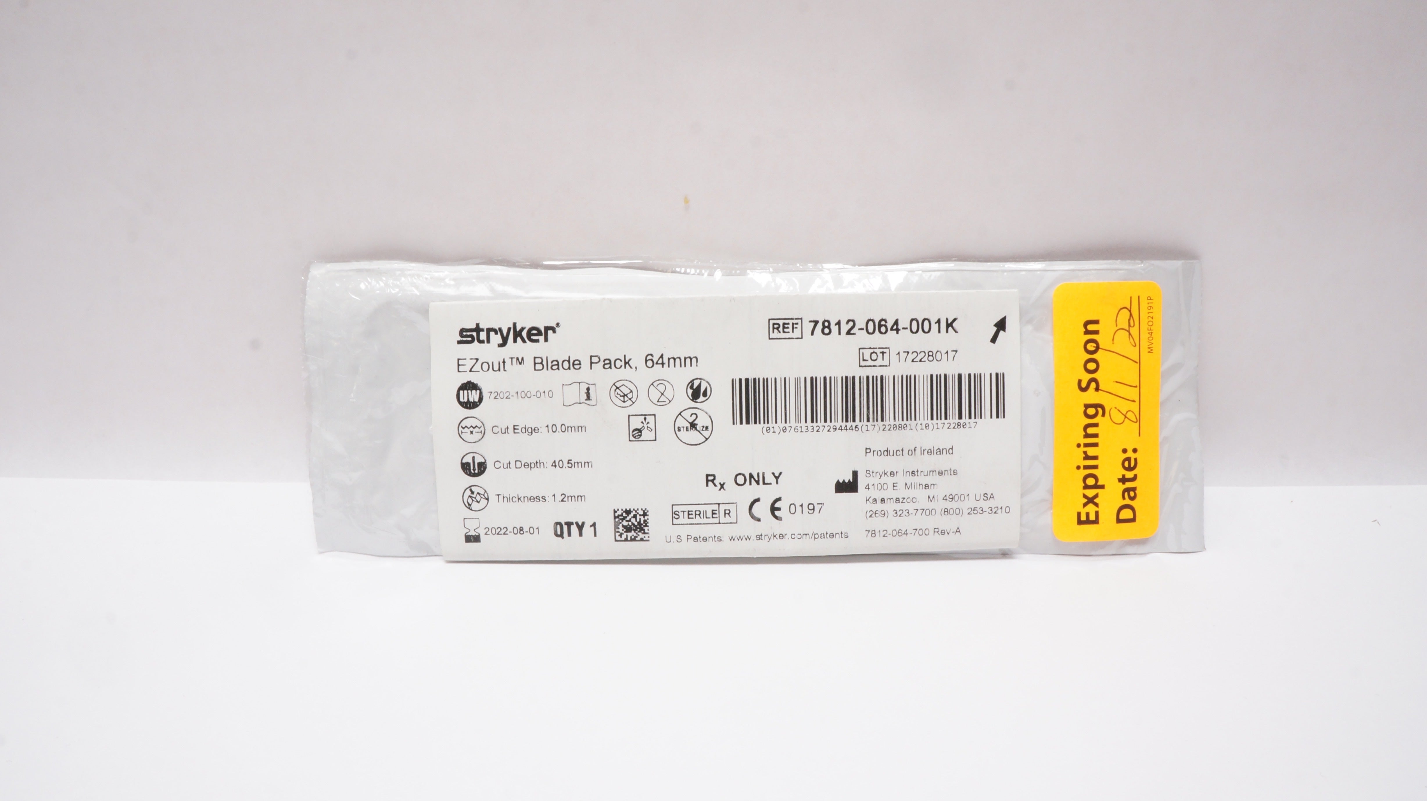 Stryker 7812-064-001K EZout Blade Pack 64mm x 10.0mmx 40.5mm x 1.2mm (x)