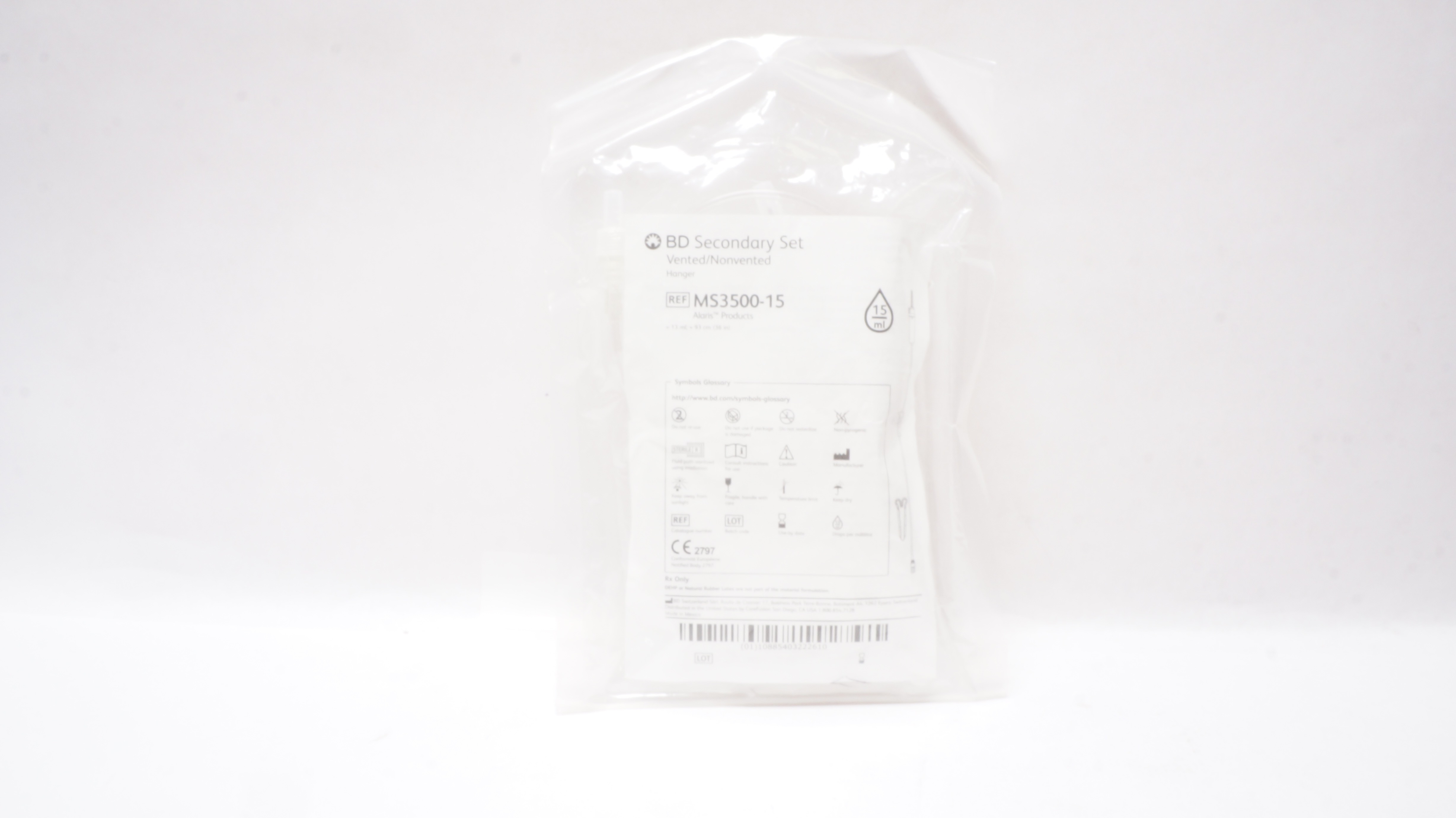 BD MS3500-15 Secondary Set Vented/Nonvented Hanger 13ml x 36inch 15ml/Drops (x)