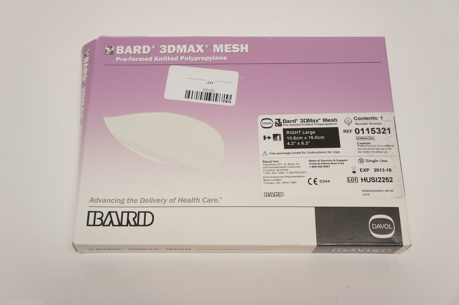 0115321 ~ Bard Pre-Formed Knitted Polypropylene 4.3in x 6.3in. (x)