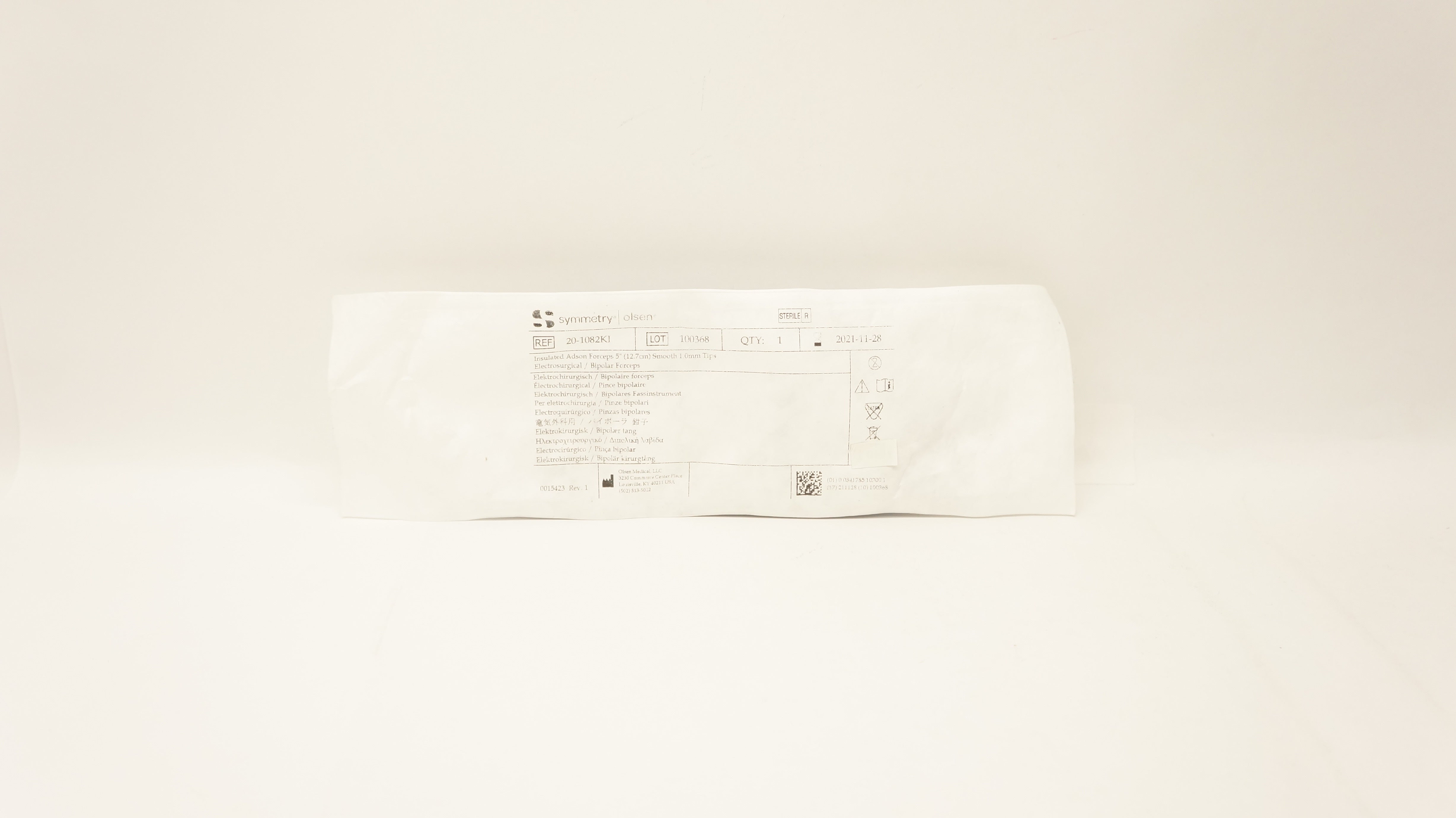 Olsen Medical 20-1082KI Symmetry Insulate Adson Forceps 5in. x 1.0mm Tips (x)